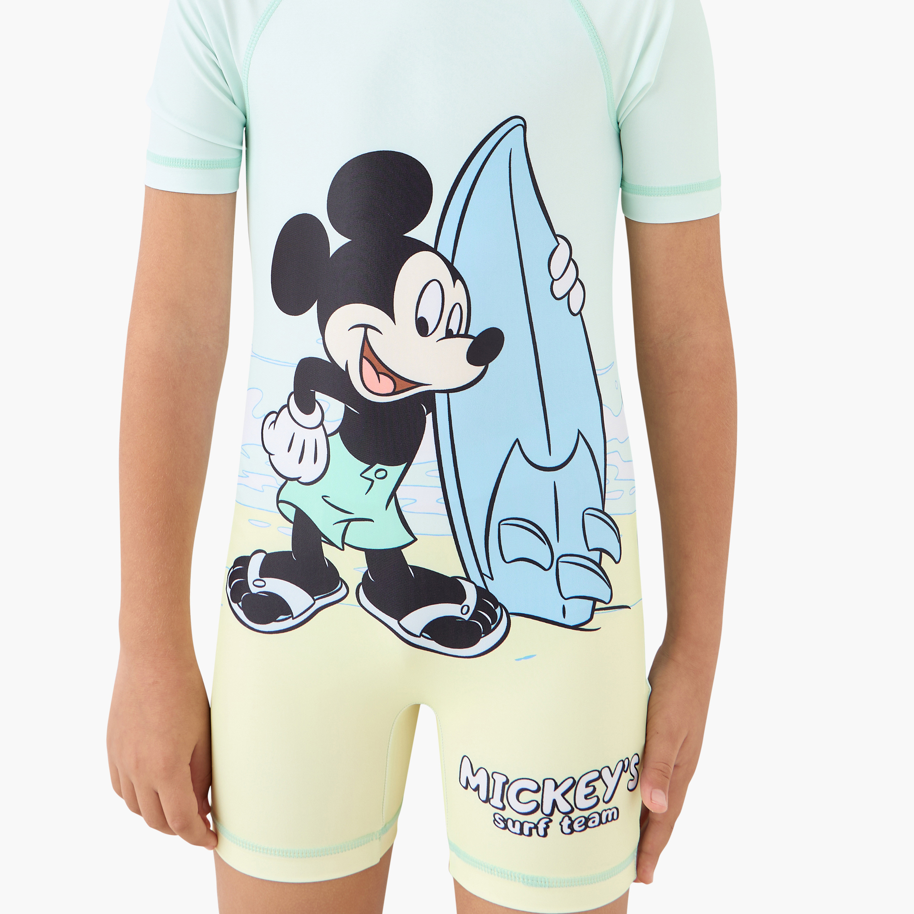 Disney Mickey Mouse Print Swimsuit with Raglan Sleeves-sports-gear-swimming-boy-image-4