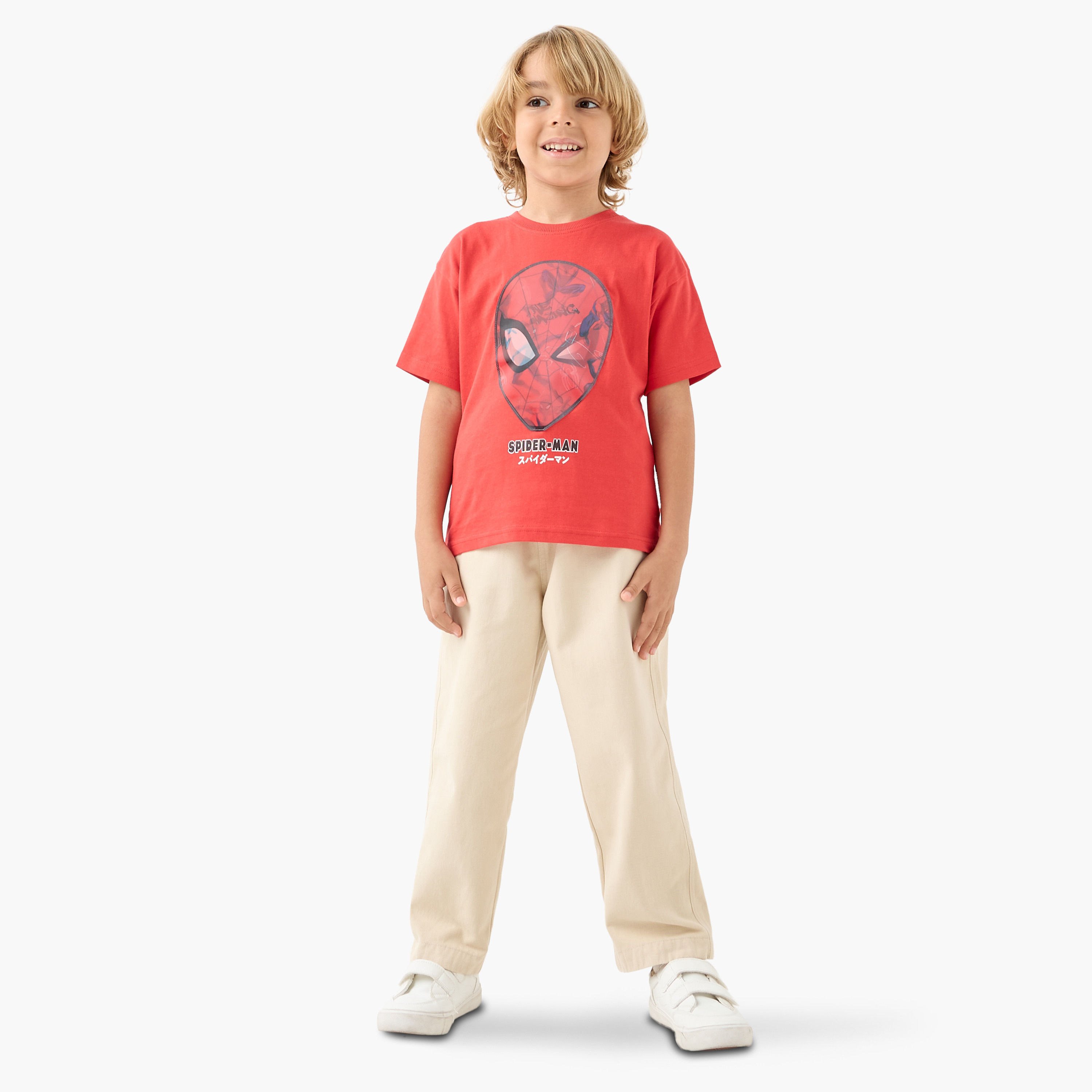 تيشيرت بياقة ضيقة وأكمام قصيرة وطبعات سبايدر مان-boys-clothing-tshirtsandpolos-image-2