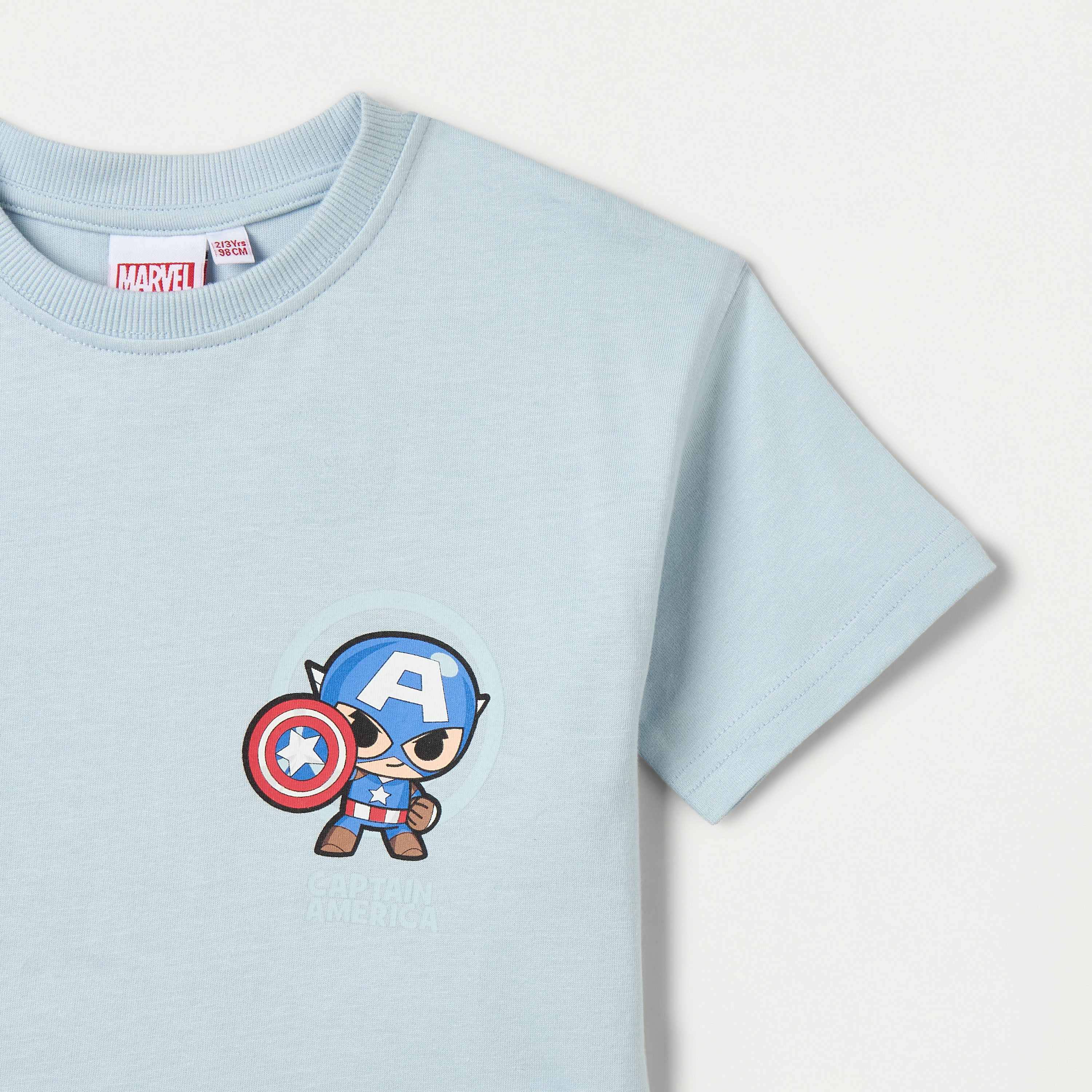 Captain America Print Crew Neck T-shirt with Short Sleeves-boys-clothing-tshirtsandpolos-image-3