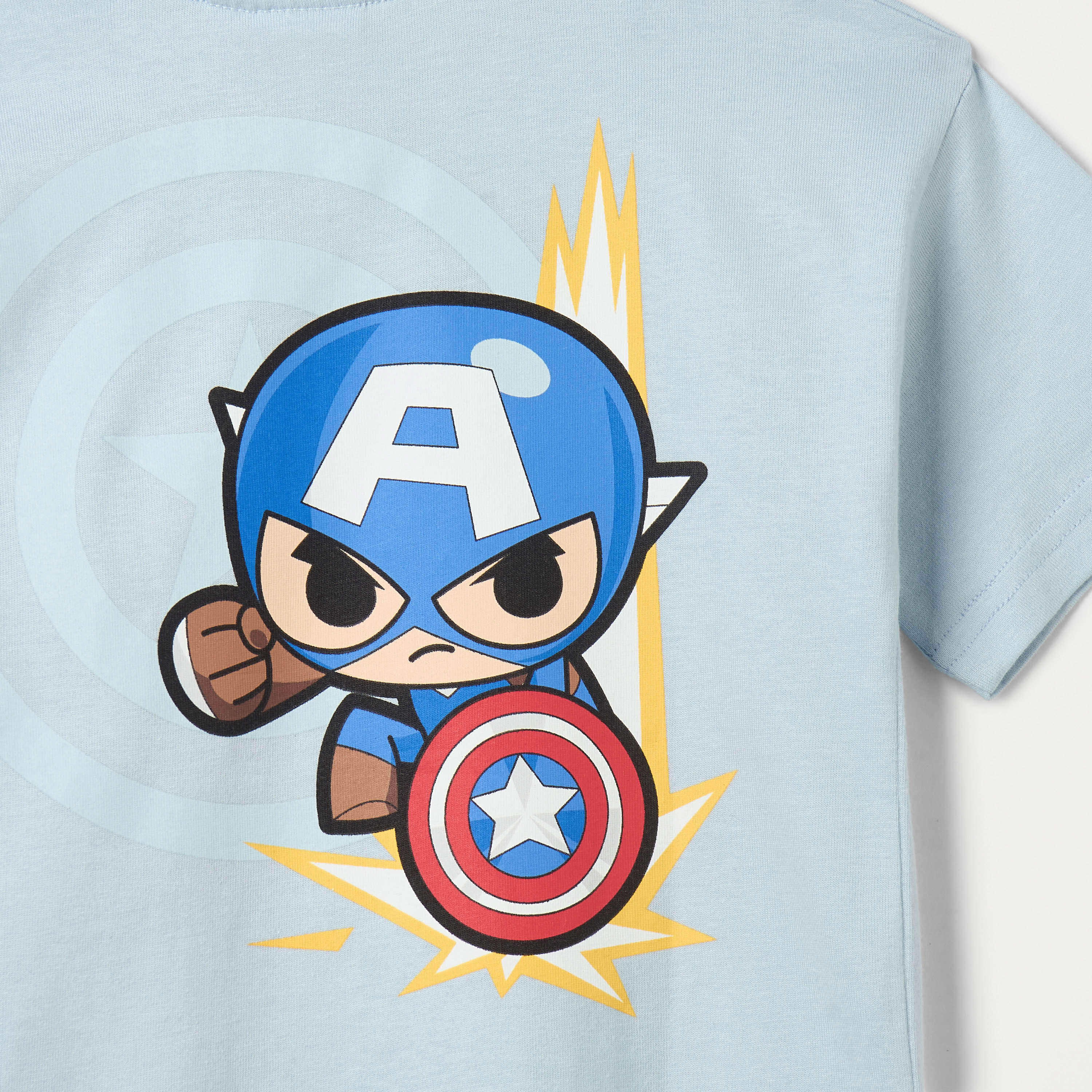 Captain America Print Crew Neck T-shirt with Short Sleeves-boys-clothing-tshirtsandpolos-image-4