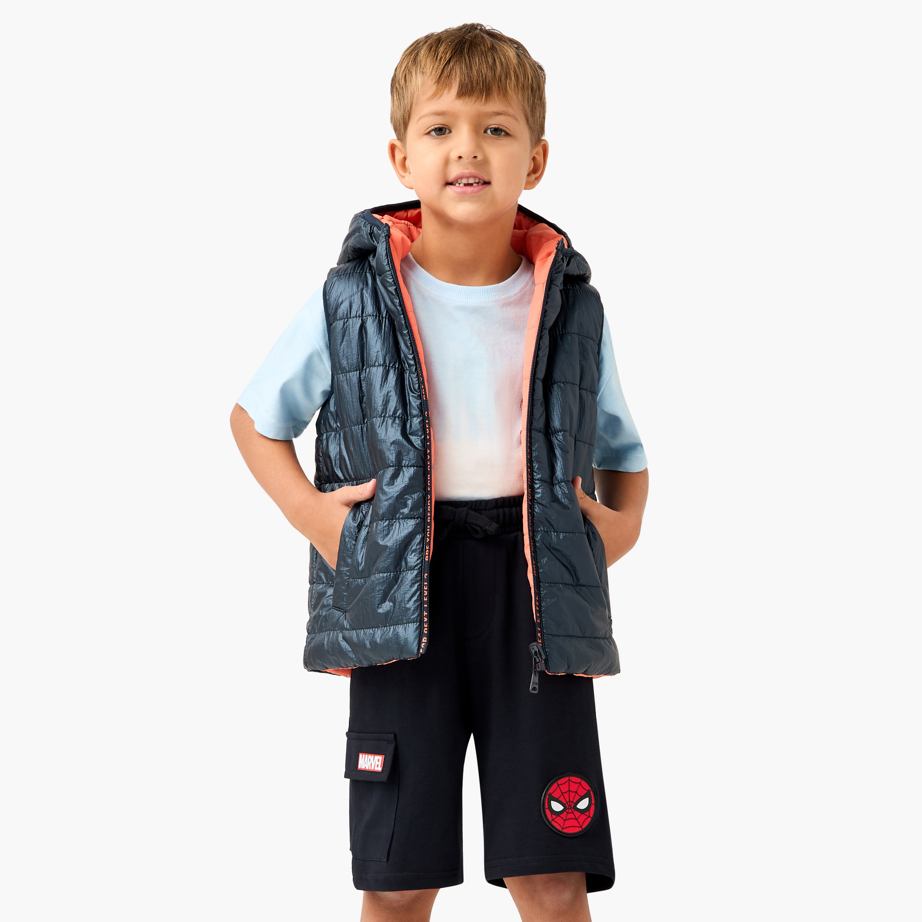 Spider-Man Applique Shorts with Drawstring Closure and Pockets-boys-clothing-bottoms-shorts-image-2