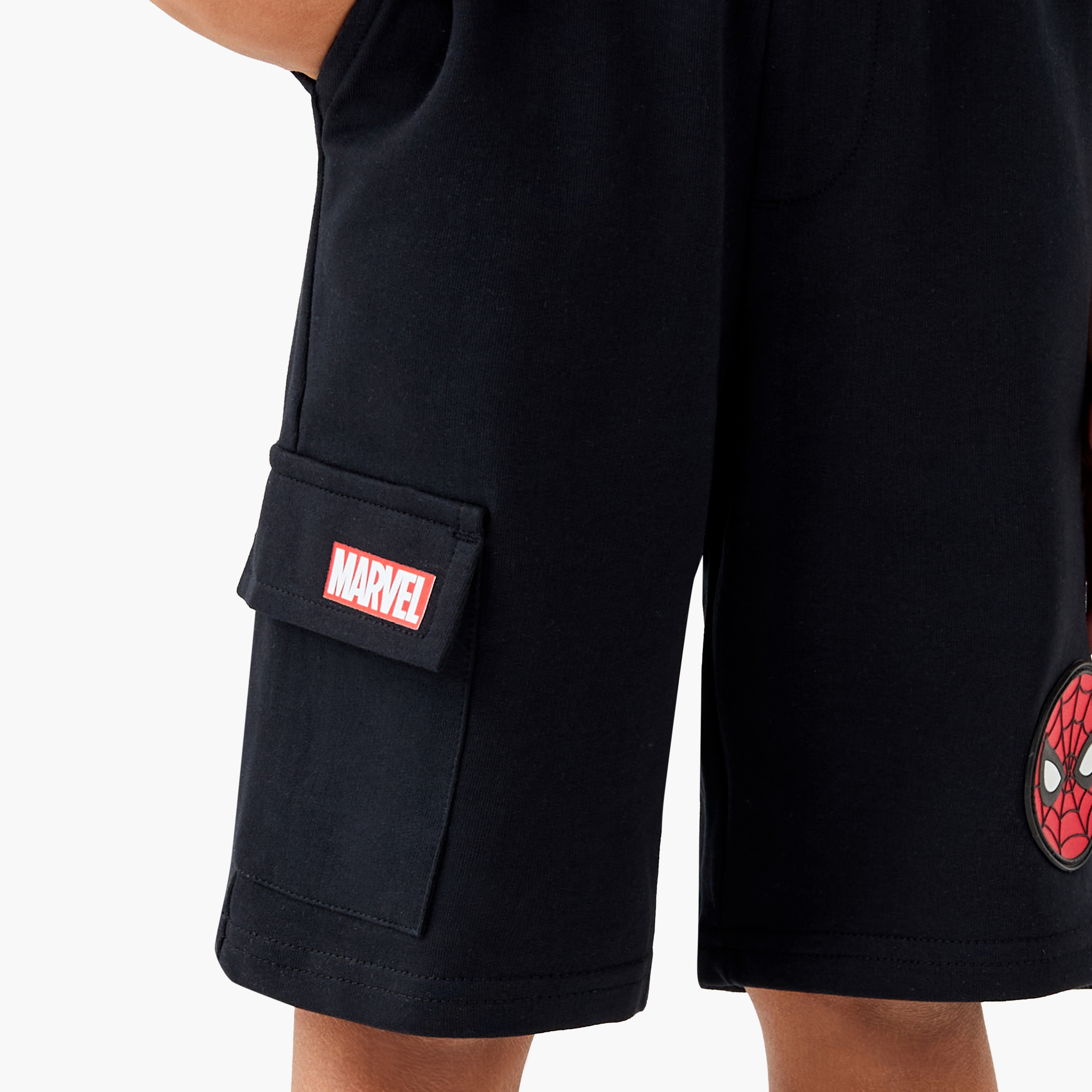 Spider-Man Applique Shorts with Drawstring Closure and Pockets-boys-clothing-bottoms-shorts-image-4