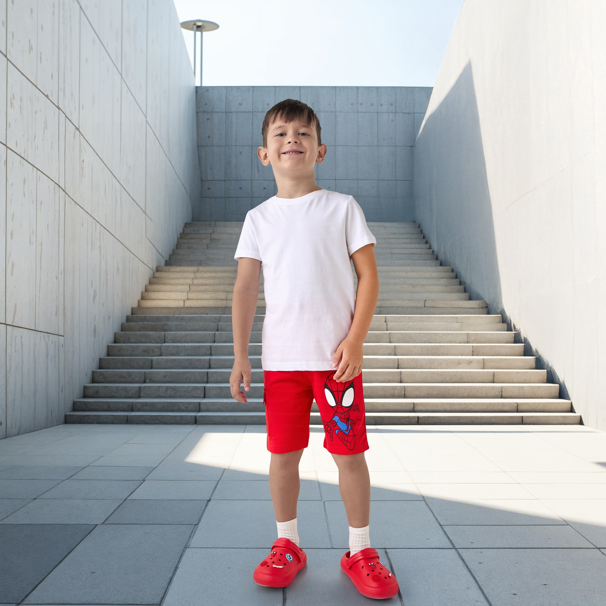 Spider-Man Print Cargo Shorts with Drawstring Closure-boys-clothing-bottoms-shorts-image-2