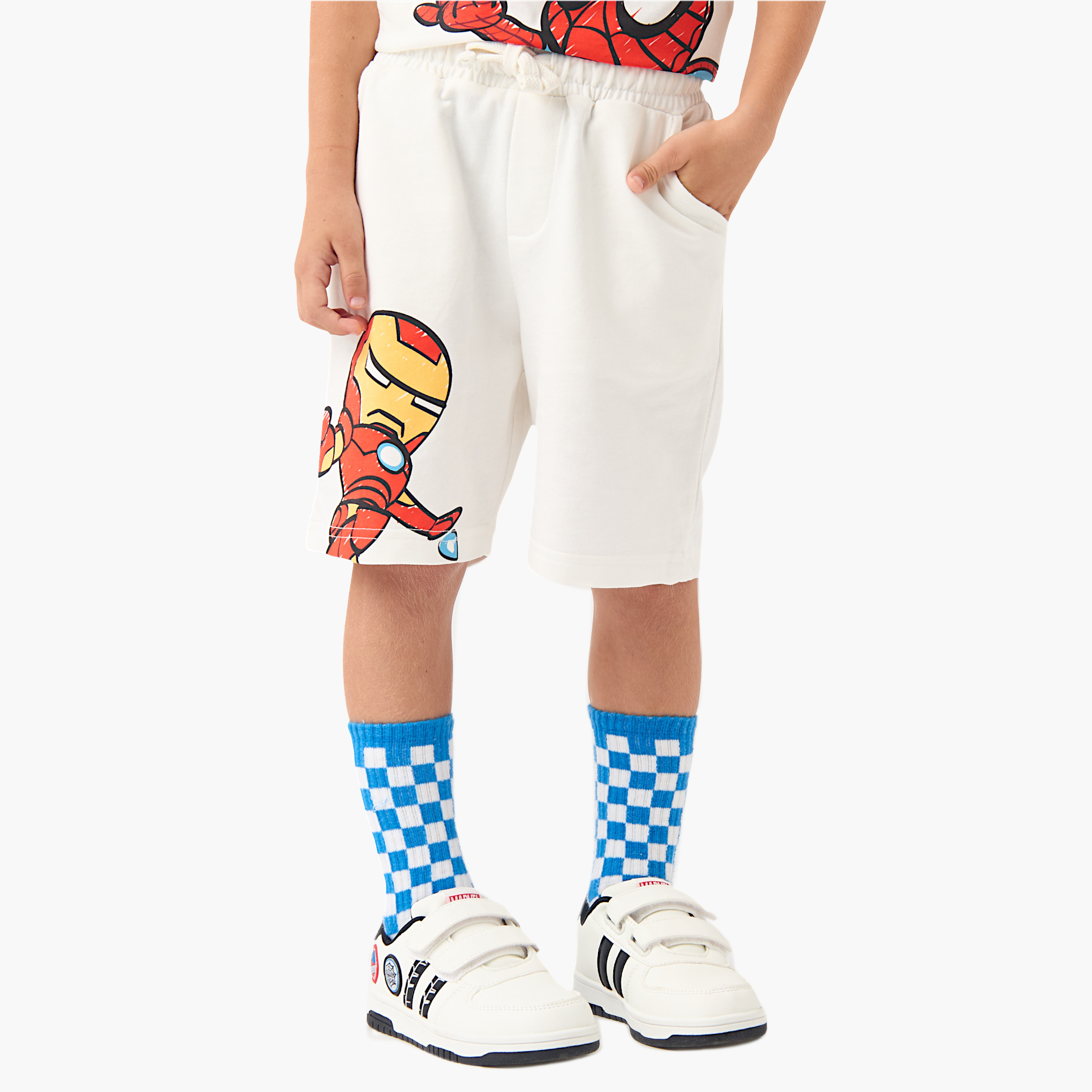 Captain America and Spider-Man Print T-shirt and Shorts Set-boys-clothing-setsandcoords-image-3