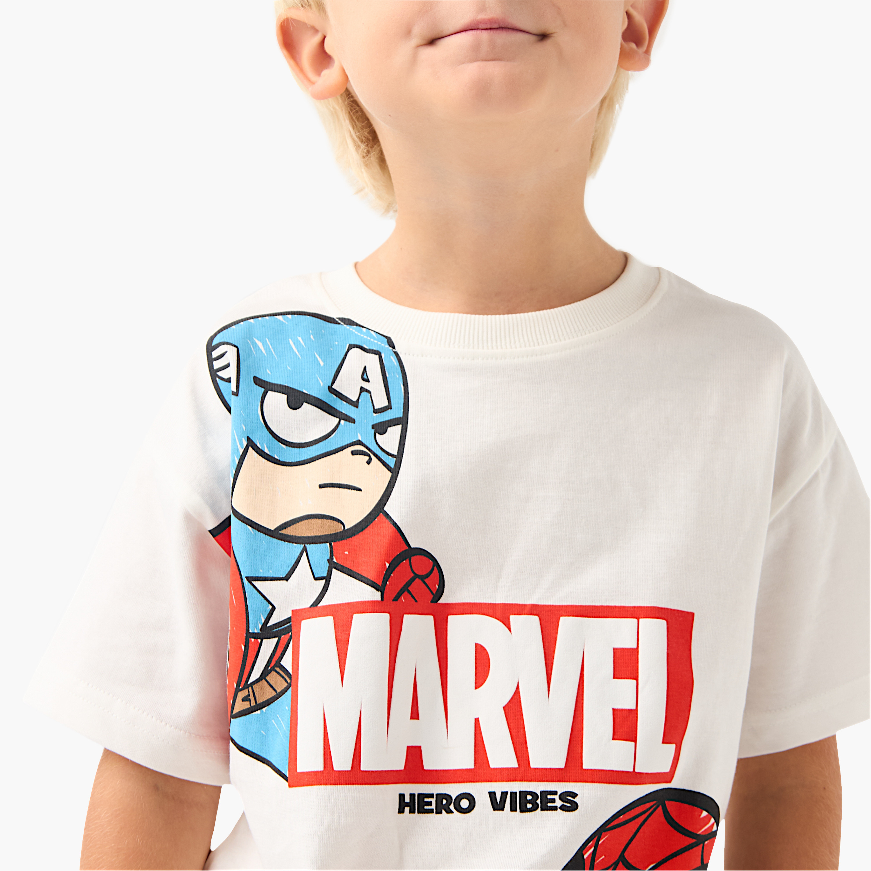 Captain America and Spider-Man Print T-shirt and Shorts Set-boys-clothing-setsandcoords-image-5