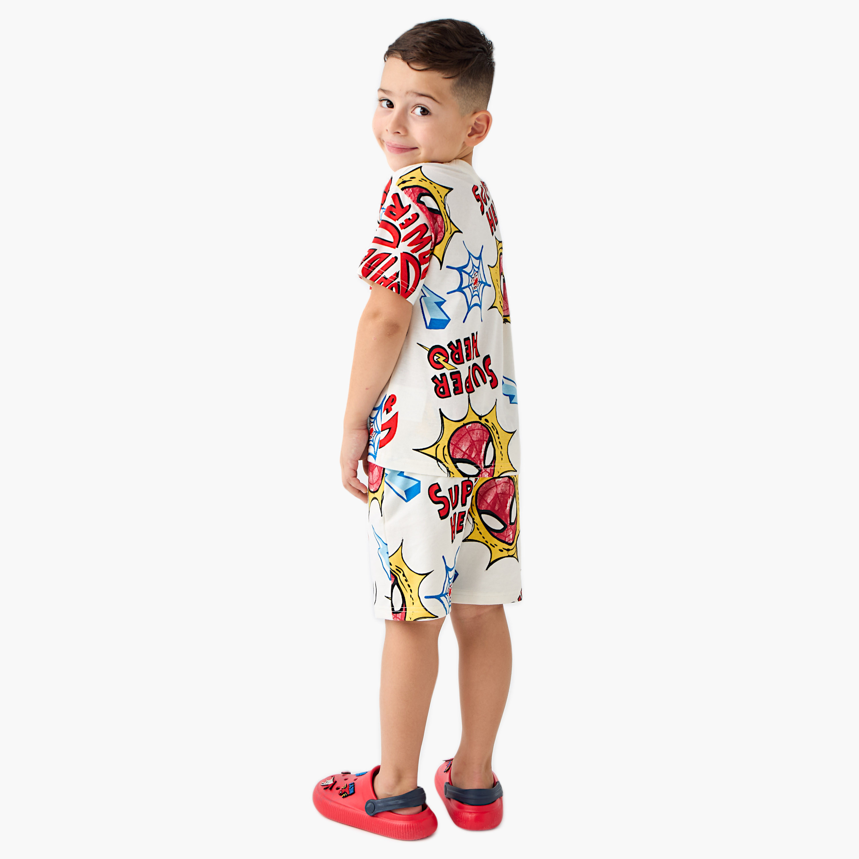 Spider-Man Print T-shirt and Shorts Set-boys-clothing-setsandcoords-image-4