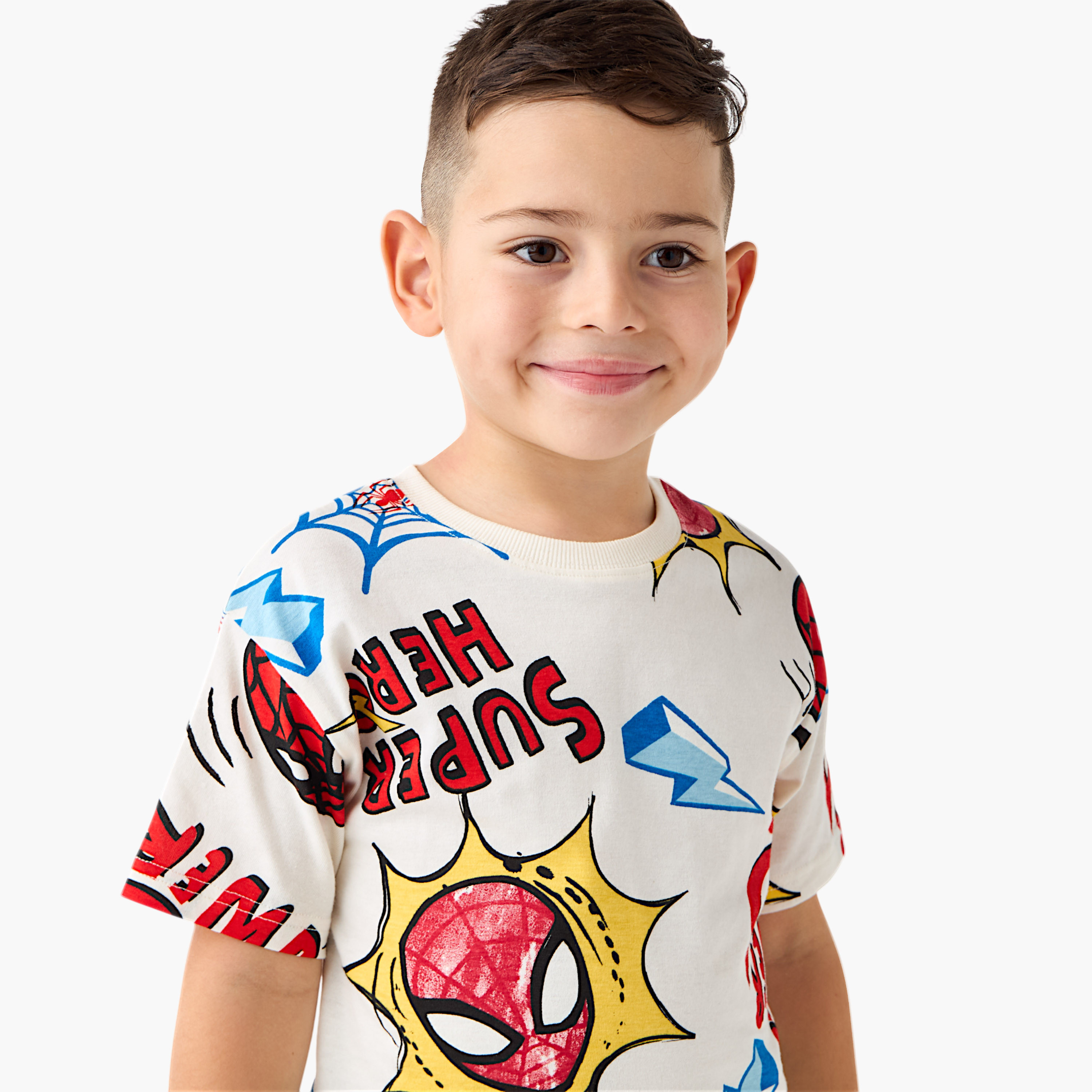 Spider-Man Print T-shirt and Shorts Set-boys-clothing-setsandcoords-image-5