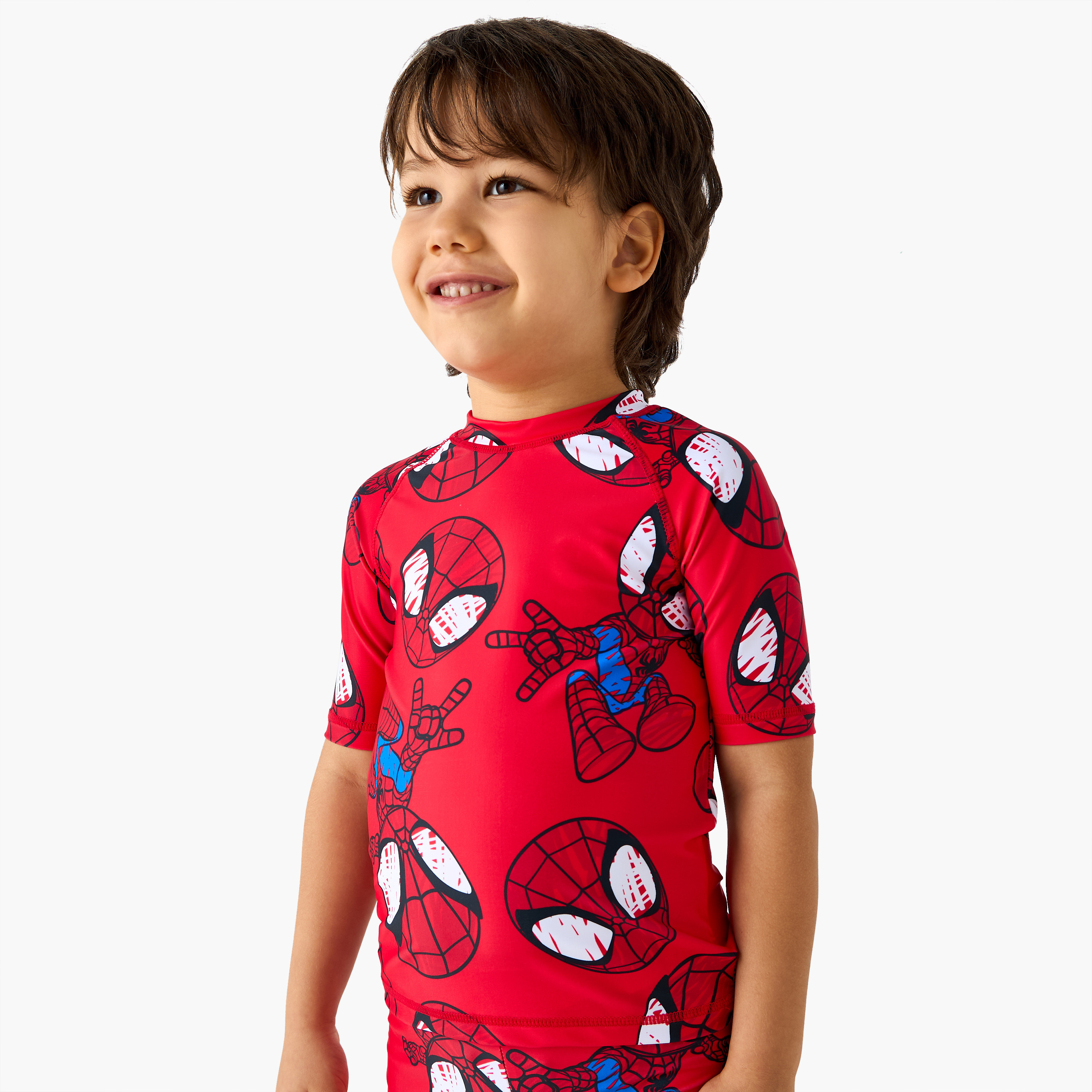 Spider-Man Print Swim T-shirt and Shorts Set-baby-boys-clothing-swimwear-image-2