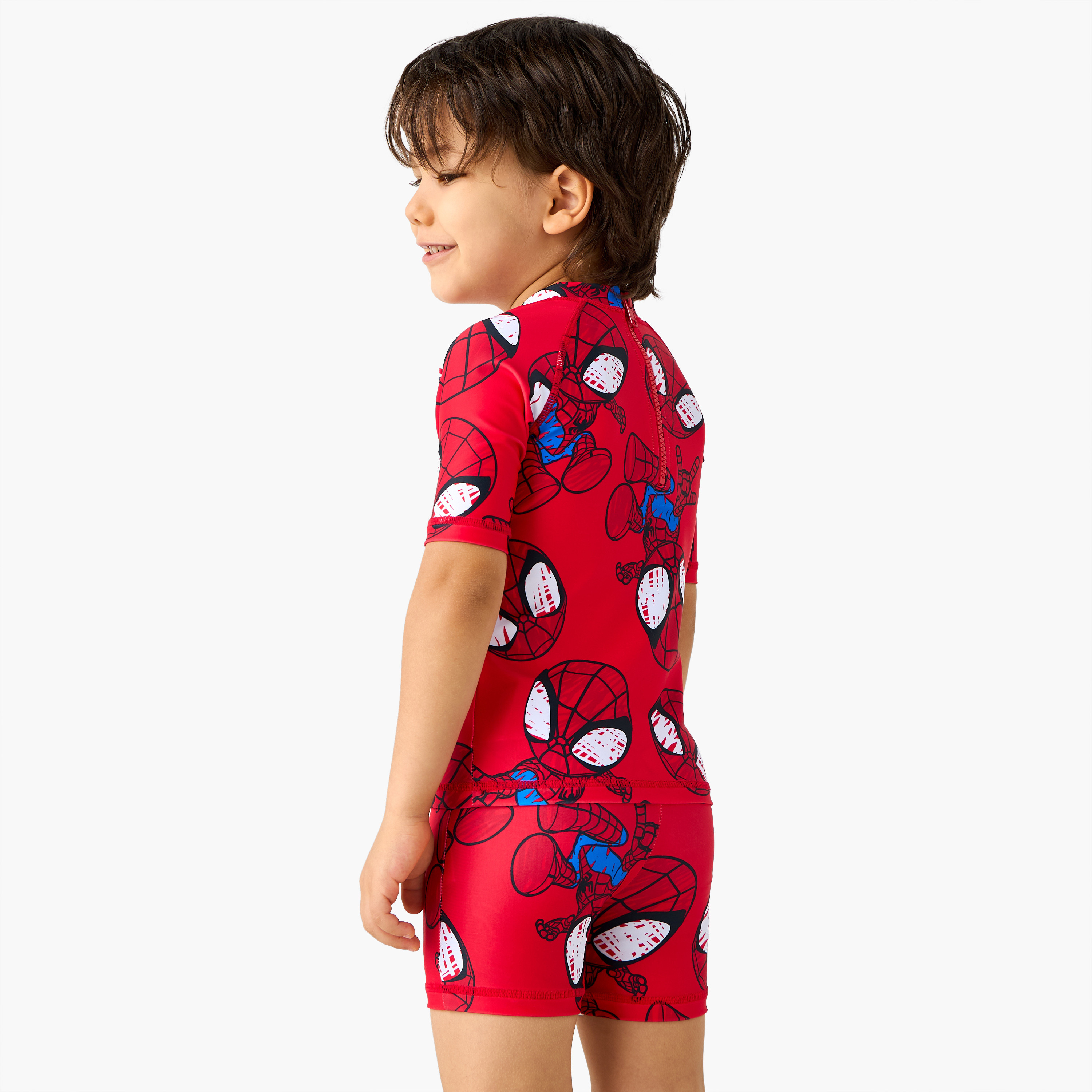 Spider-Man Print Swim T-shirt and Shorts Set-baby-boys-clothing-swimwear-image-4