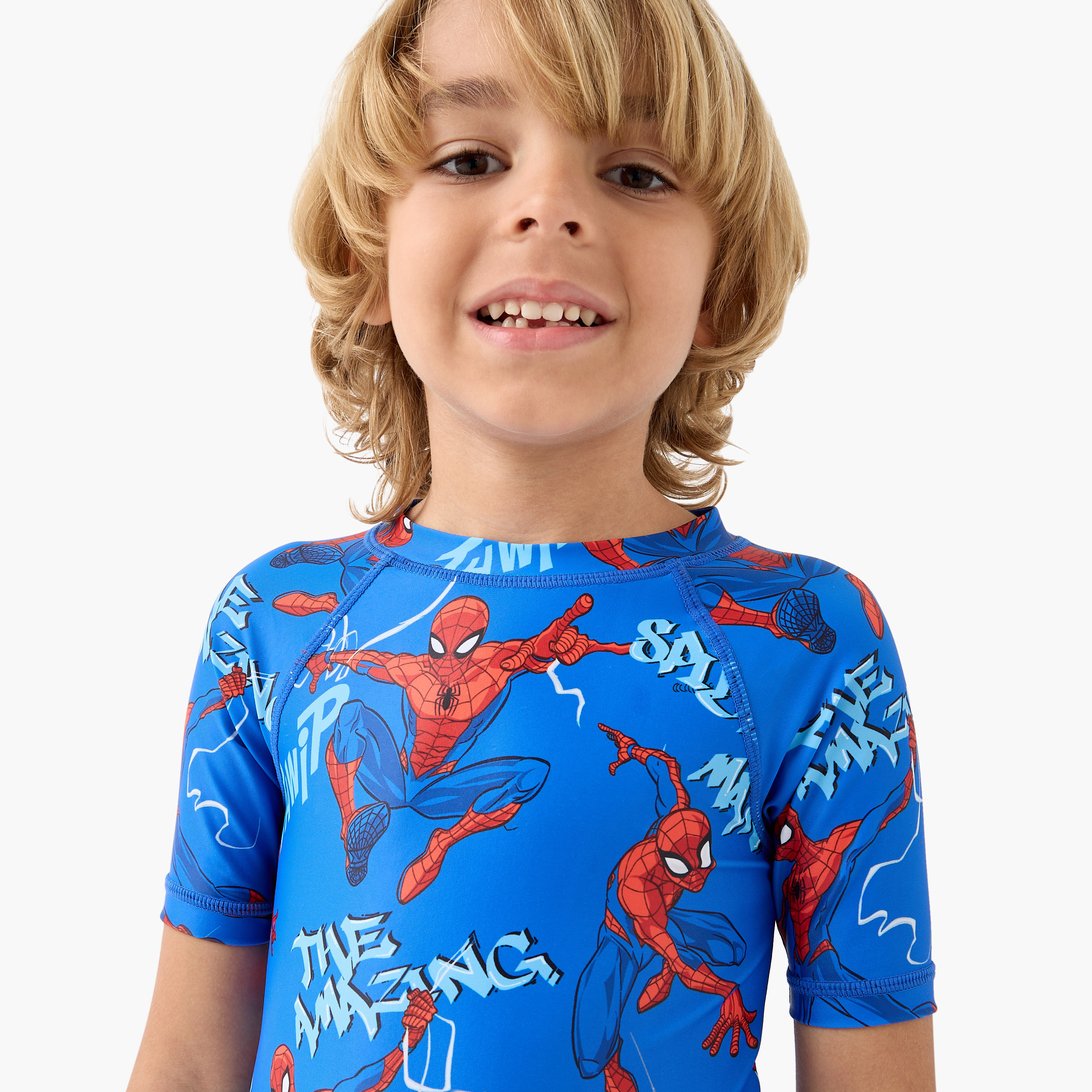 Spider-Man Print Swimsuit with Zip Closure-sports-boys-clothing-swimwear-image-4