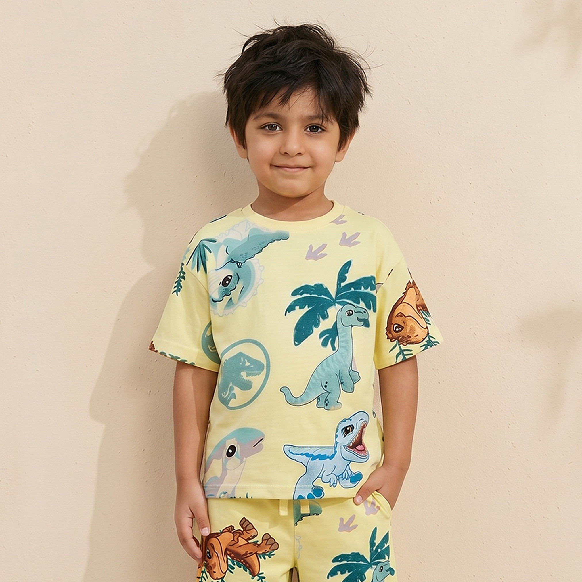 Universal Studios All-Over Dinosaur Print T-shirt and Shorts Set-boys-clothing-setsandcoords-image-2