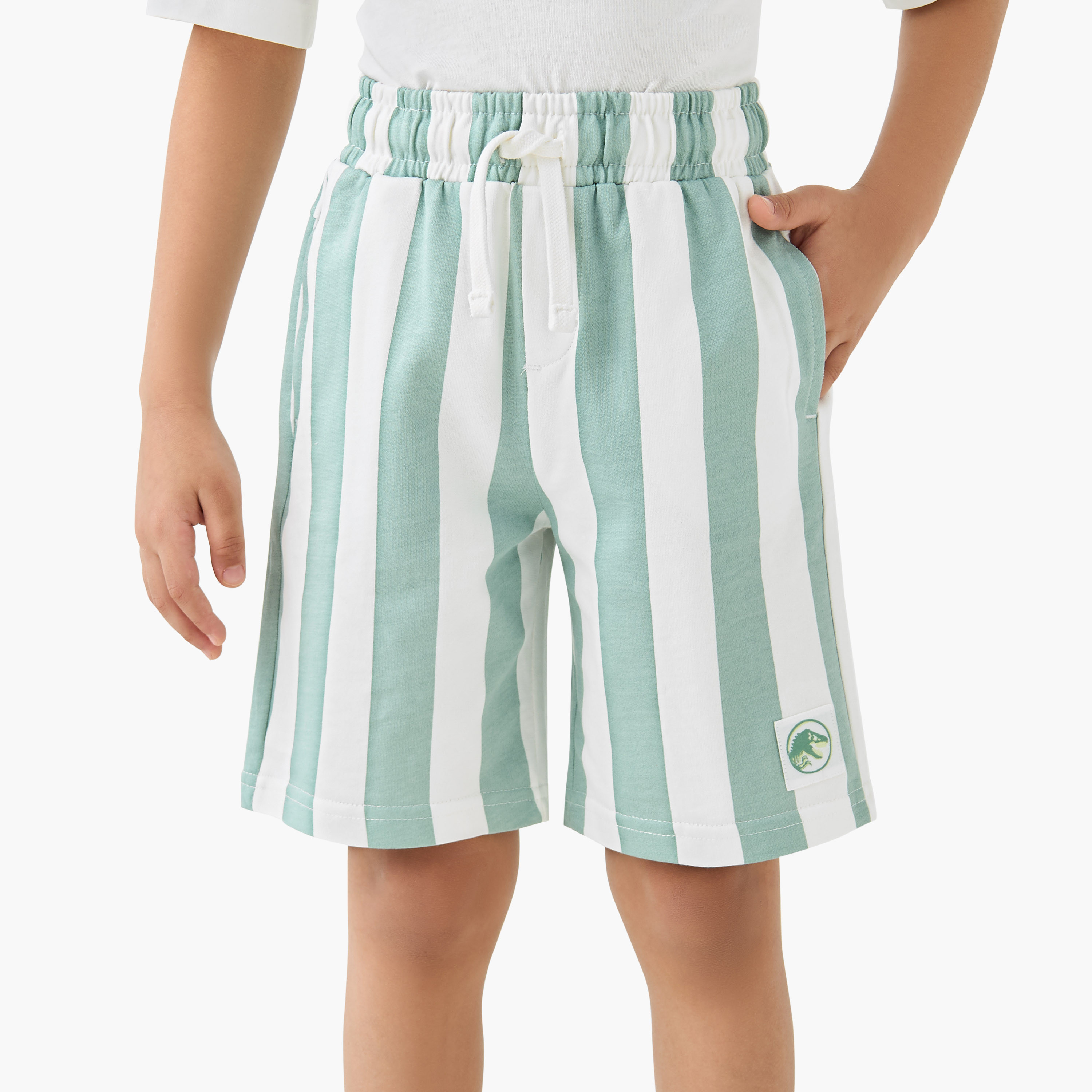 طقم تيشيرت بطبعات الديناصور وشورت مخطط من يونيفرسال ستوديوز-boys-clothing-setsandcoords-image-3