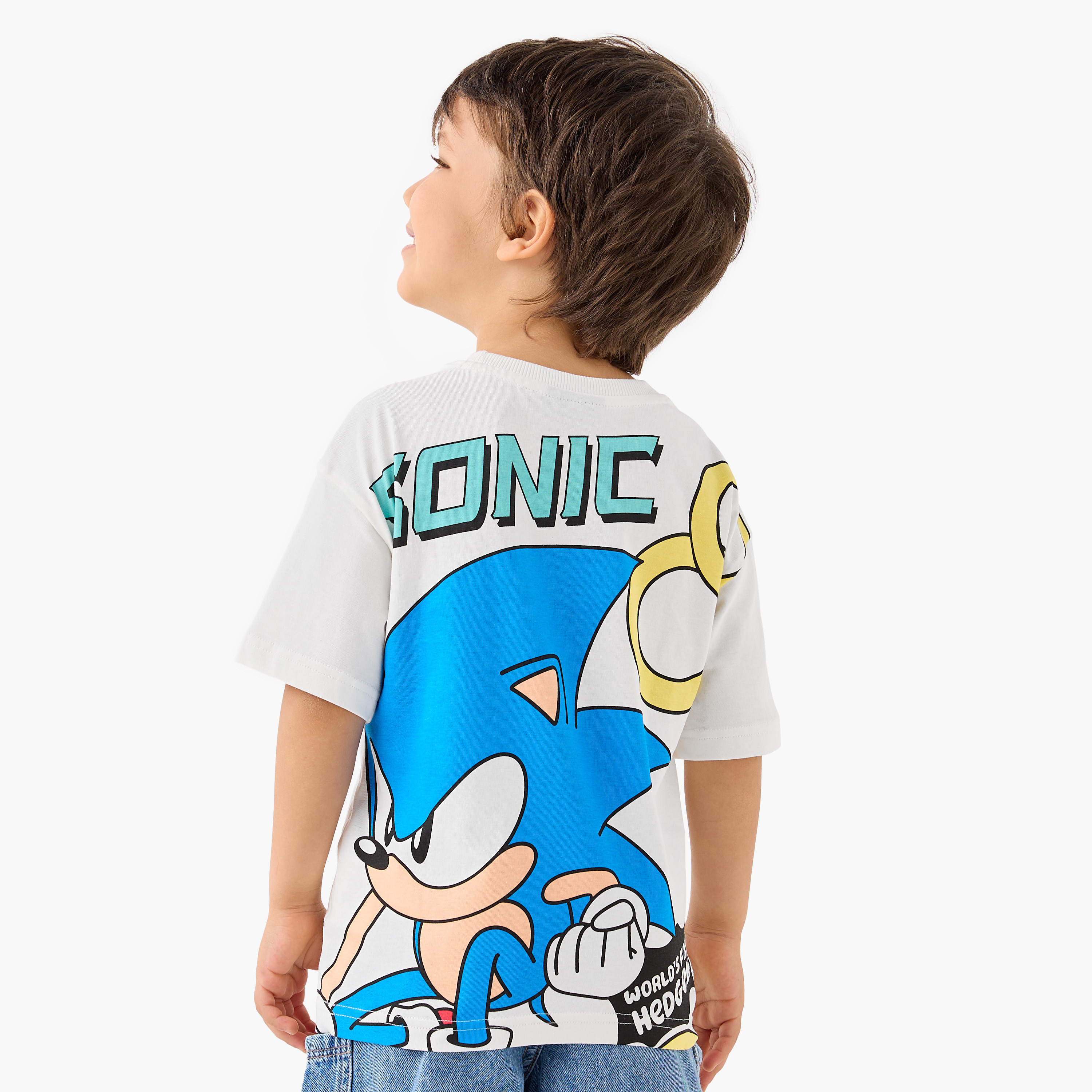 Sonic the Hedgehog Print T-shirt with Short Sleeves and Round Neck-boys-clothing-tshirtsandpolos-image-1