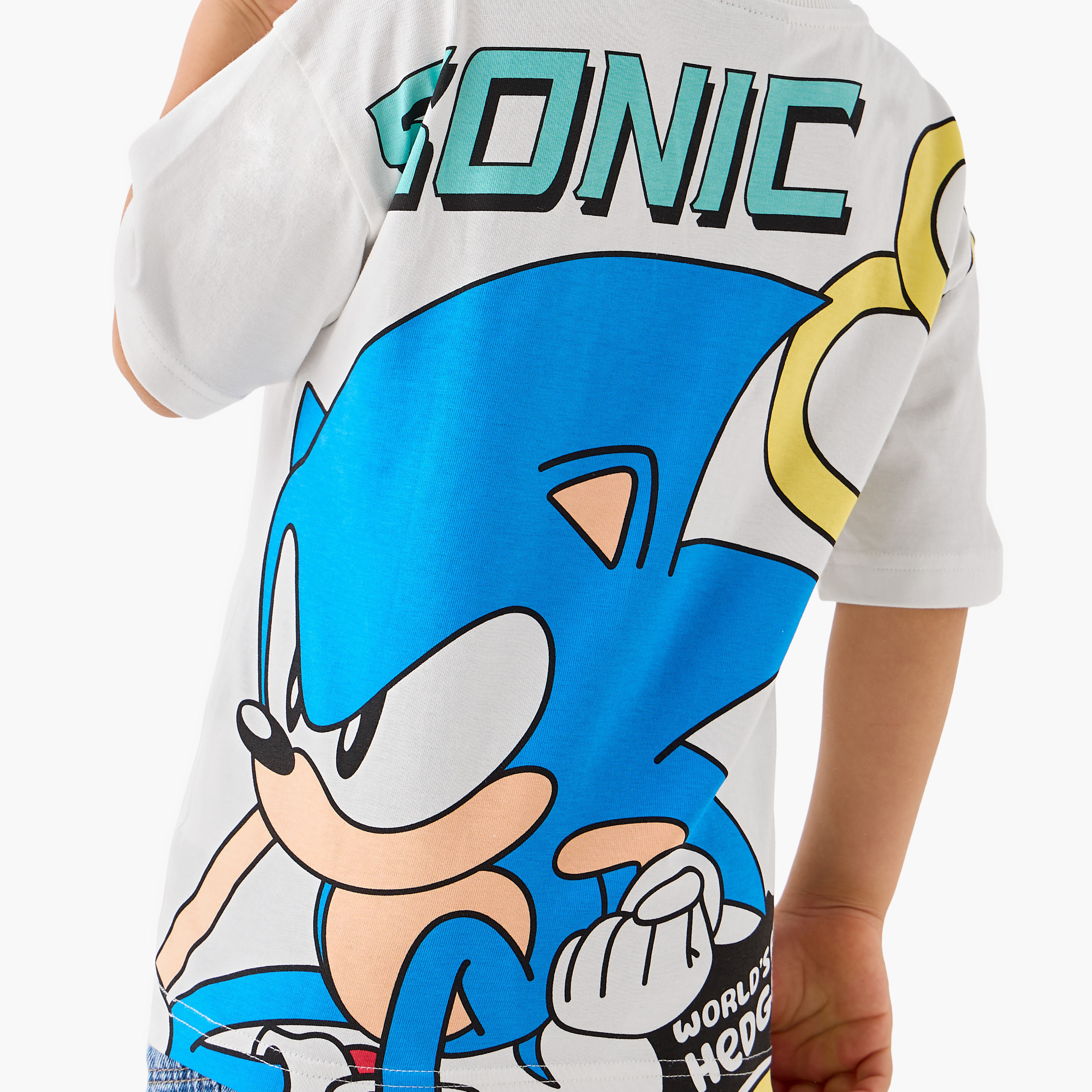 Sonic the Hedgehog Print T-shirt with Short Sleeves and Round Neck-boys-clothing-tshirtsandpolos-image-5