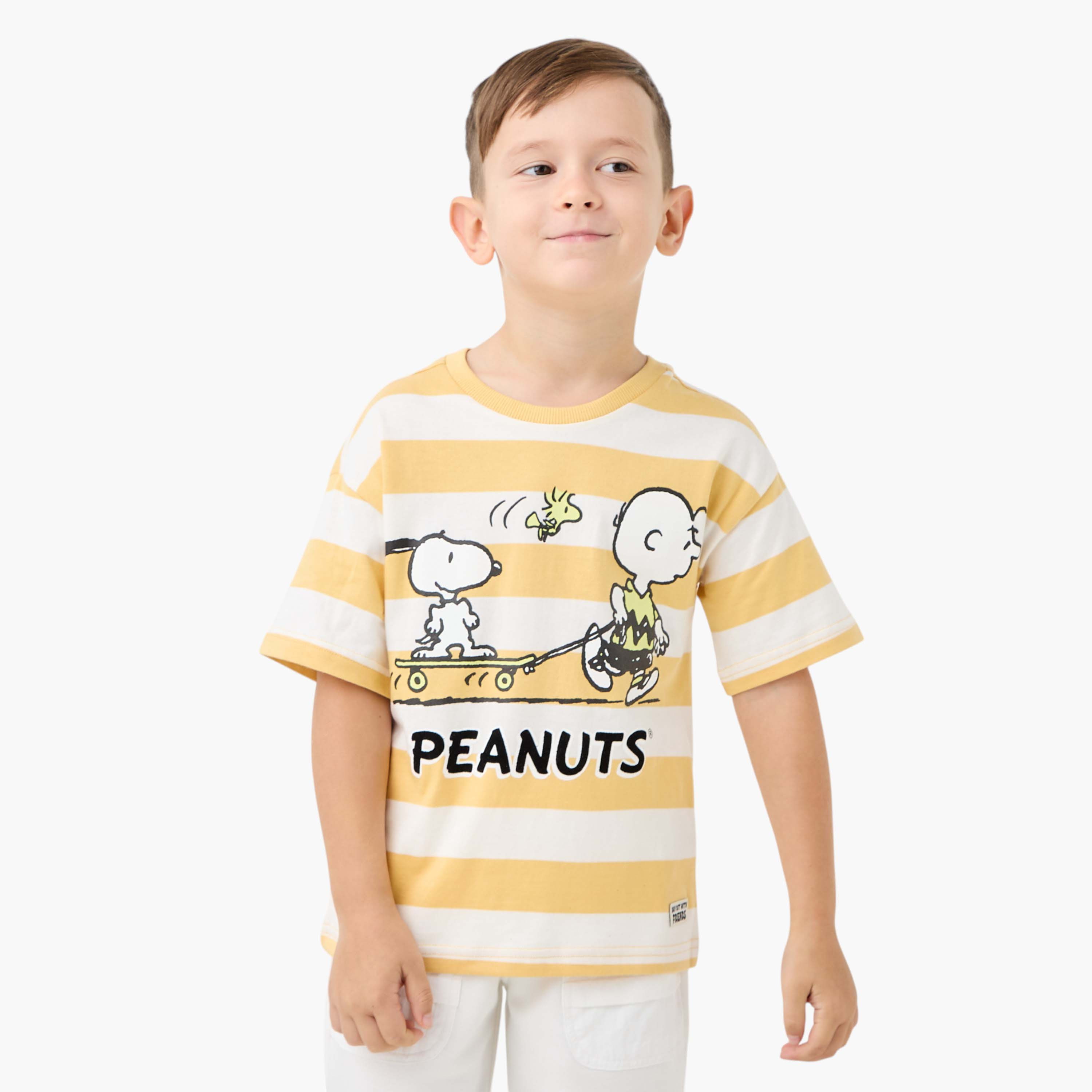 Peanuts Print T-shirt with Crew Neck and Short Sleeves-boys-clothing-tshirtsandpolos-image-1