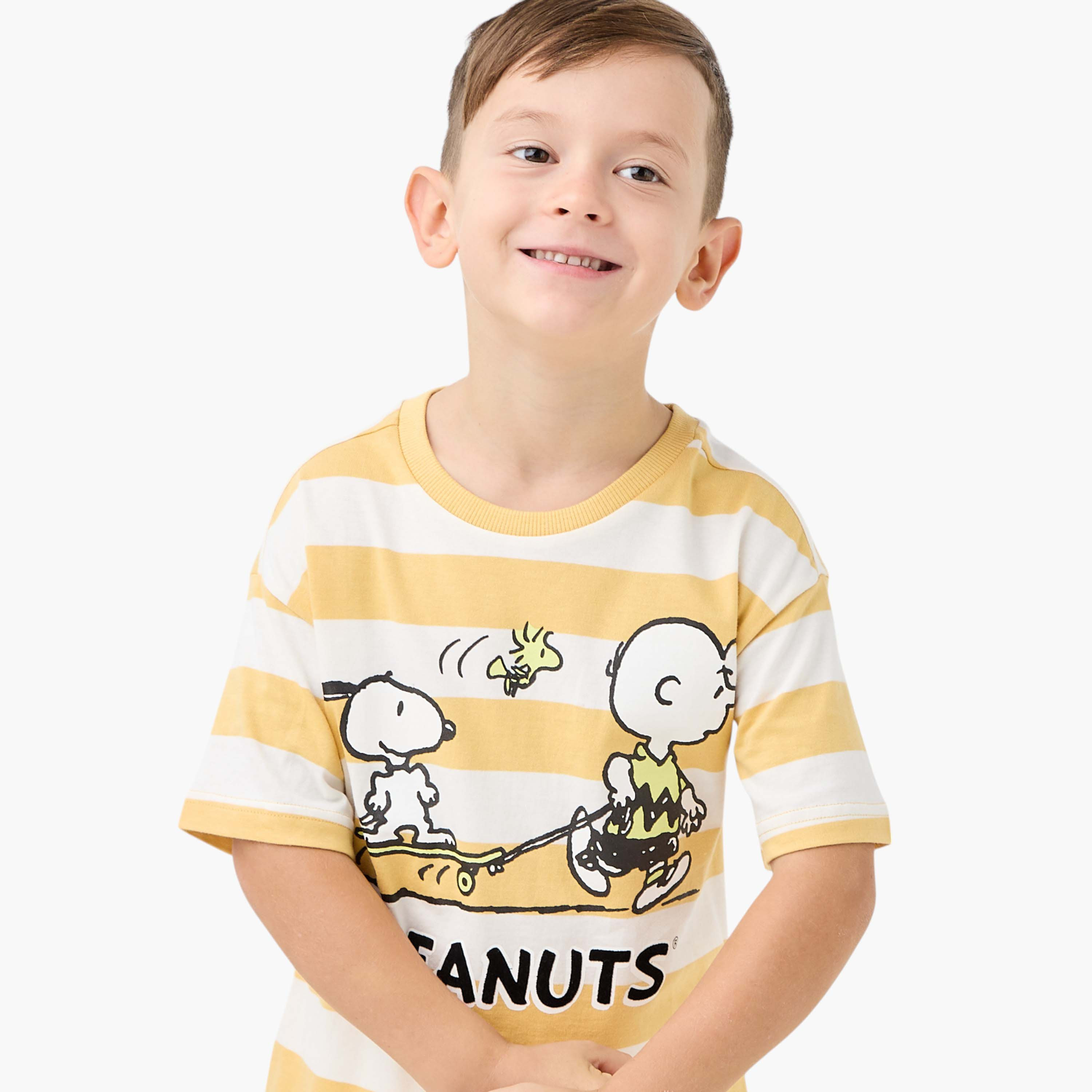 Peanuts Print T-shirt with Crew Neck and Short Sleeves-boys-clothing-tshirtsandpolos-image-4