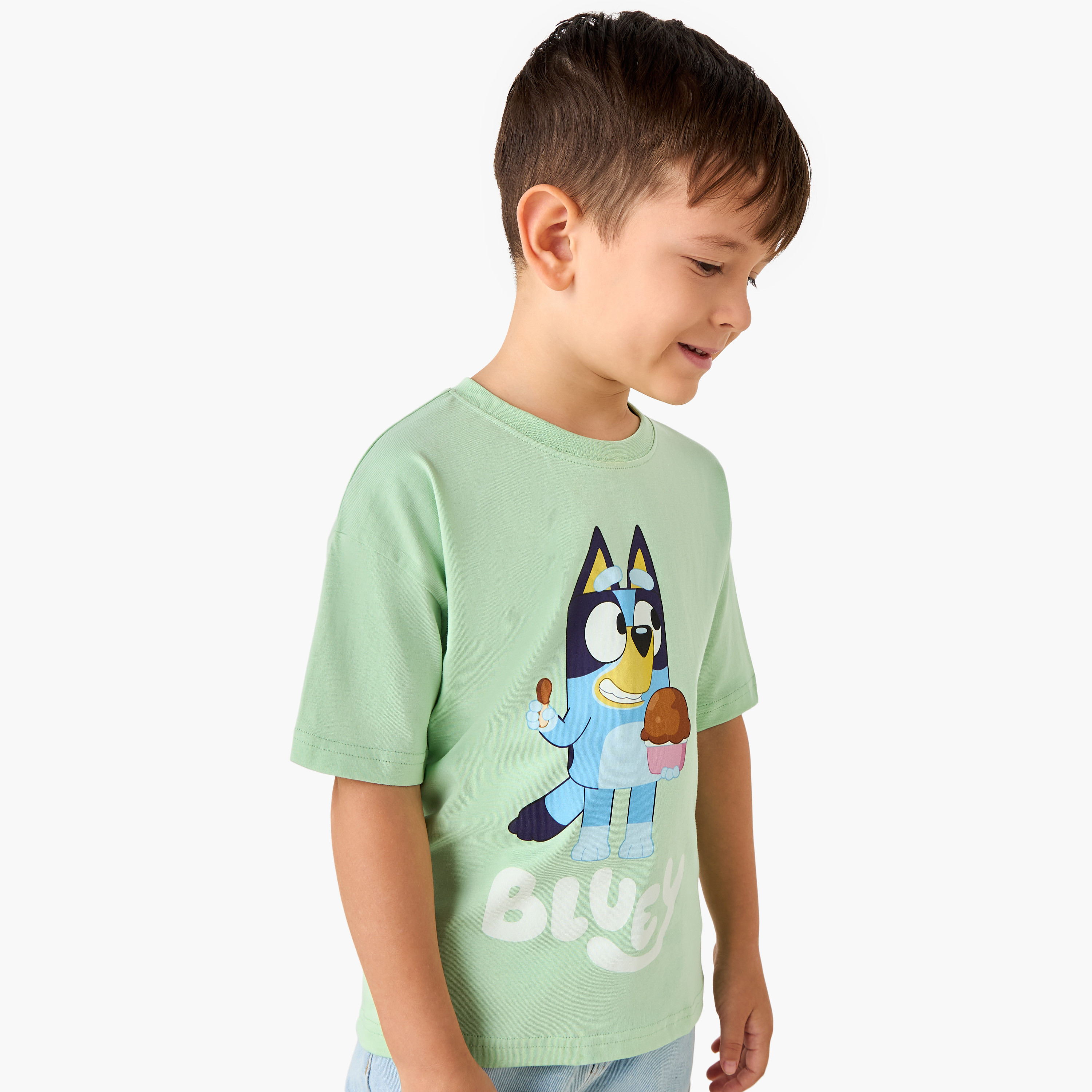 Bluey Printed Crew Neck T-shirt with Short Sleeves-boys-clothing-tshirtsandpolos-image-1