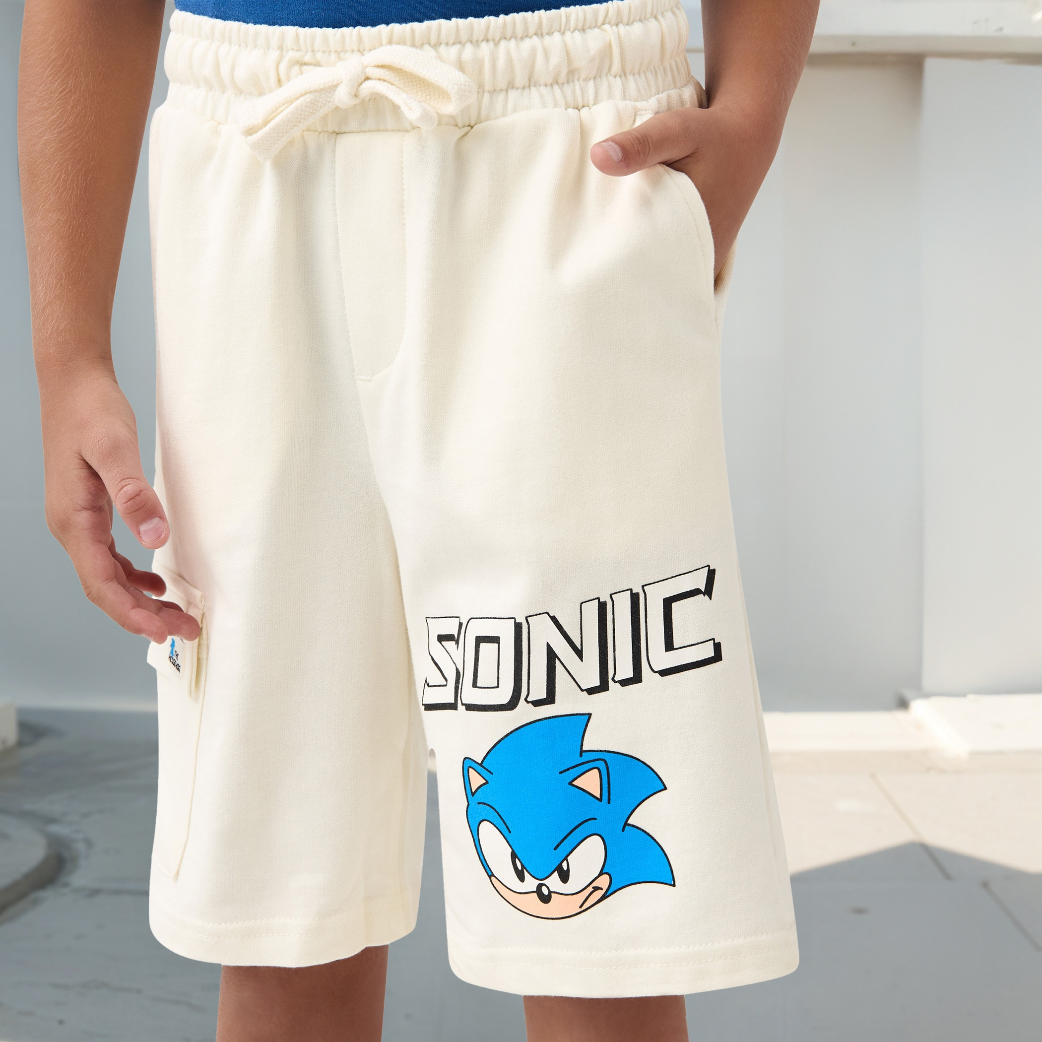 Sonic the Hedgehog Print Shorts with Elasticated Waistband and Pockets-boys-clothing-bottoms-shorts-image-4