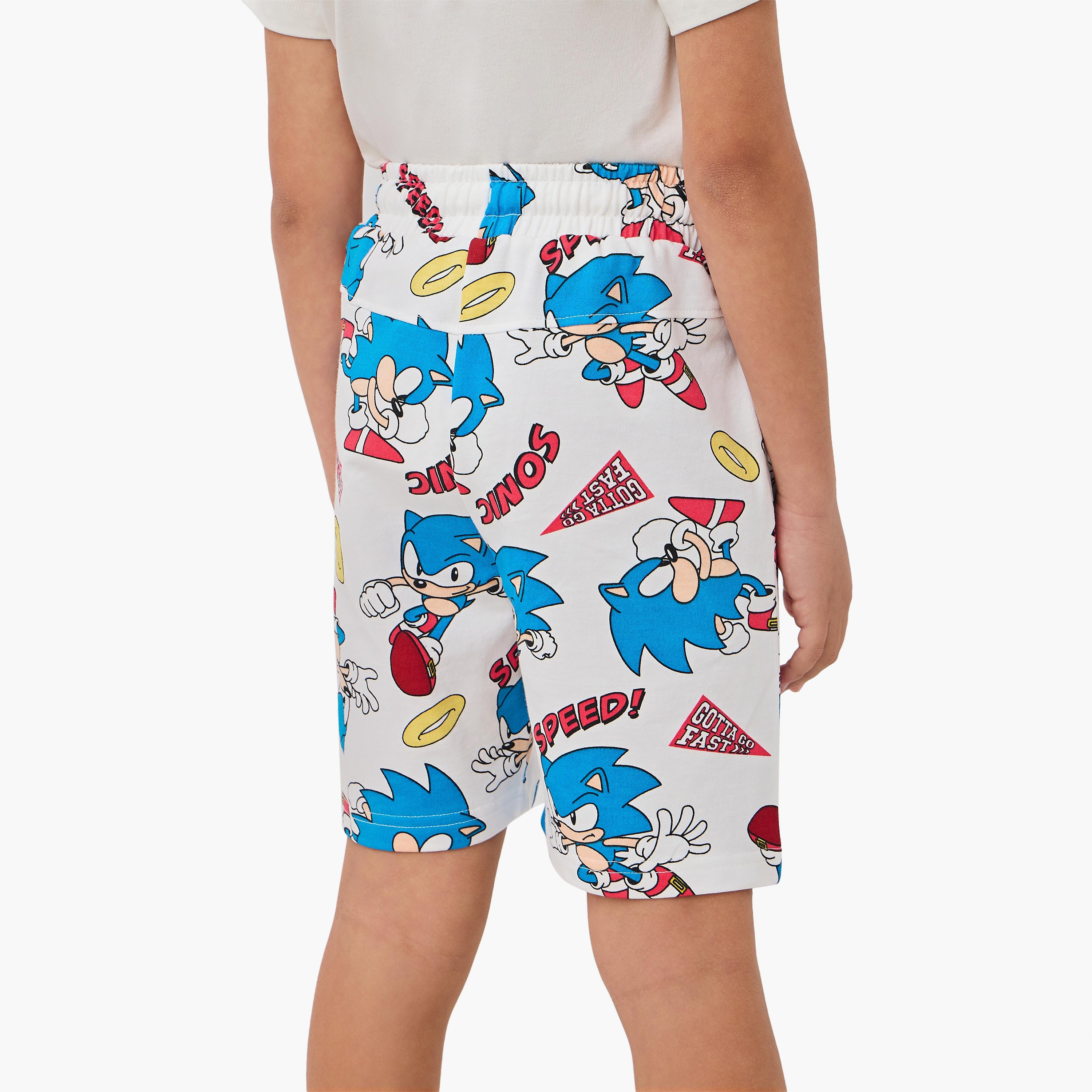 Sonic the Hedgehog Print Shorts with Drawstring Closure and Pockets-boys-clothing-bottoms-shorts-image-3