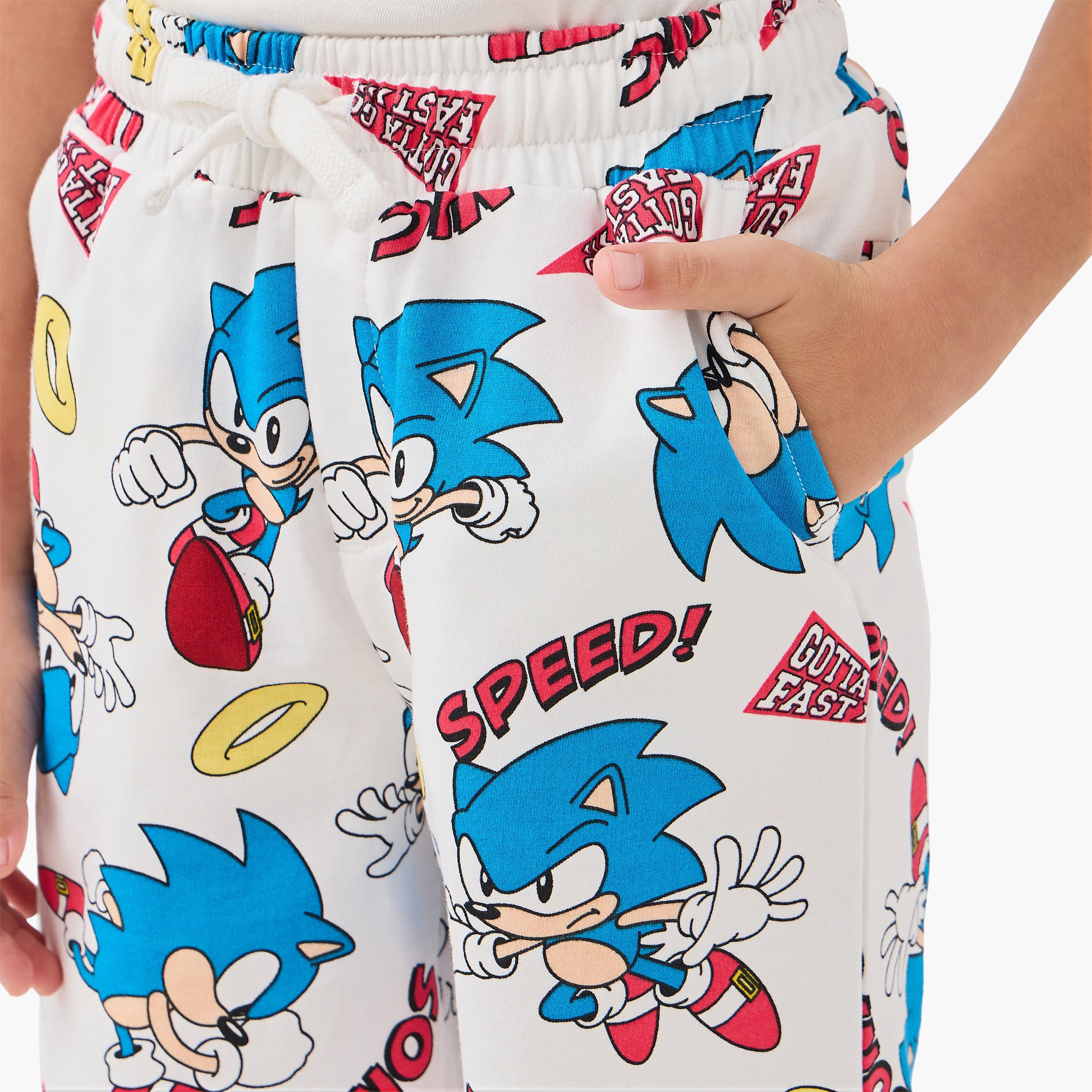 Sonic the Hedgehog Print Shorts with Drawstring Closure and Pockets-boys-clothing-bottoms-shorts-image-4