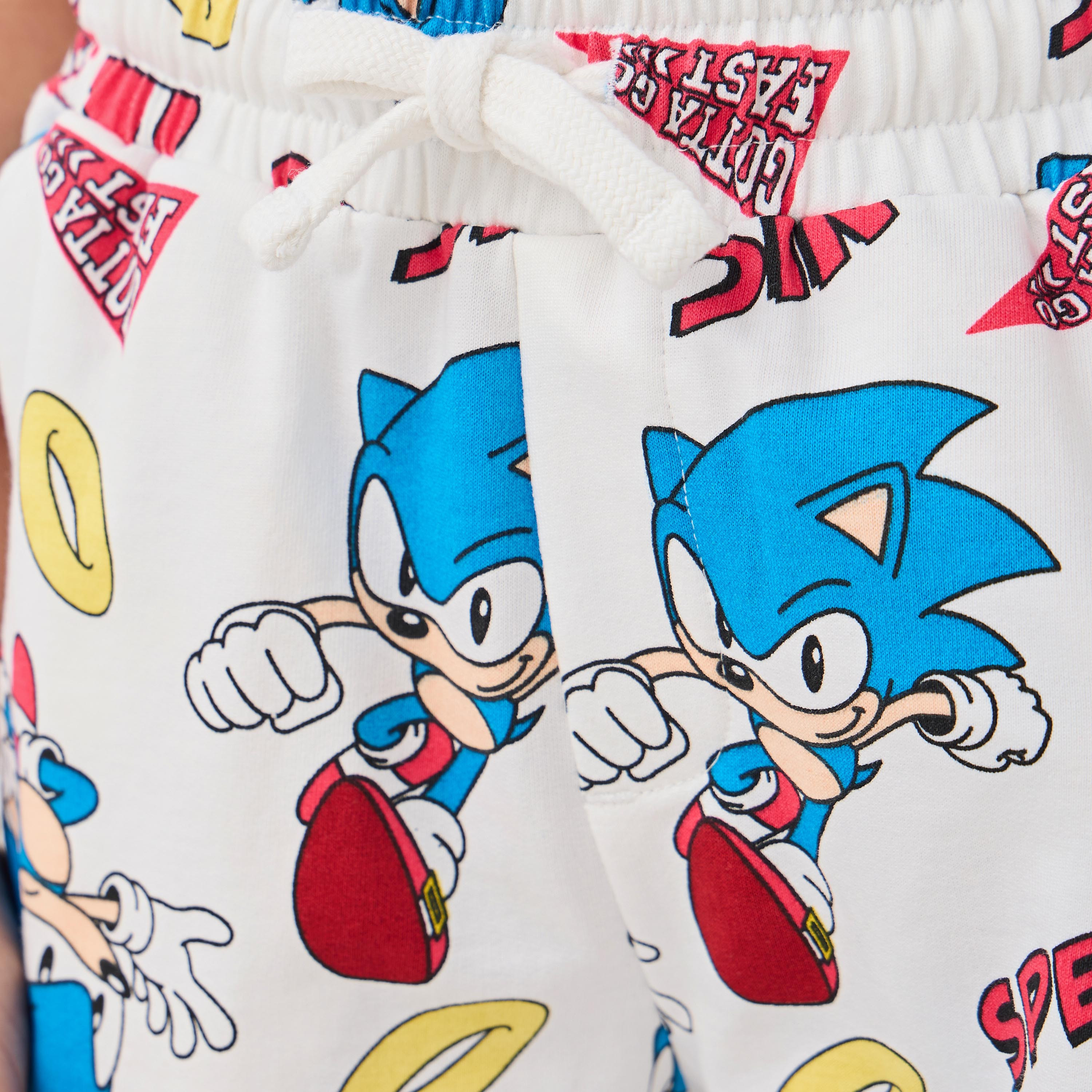 Sonic the Hedgehog Print Shorts with Drawstring Closure and Pockets-boys-clothing-bottoms-shorts-image-5