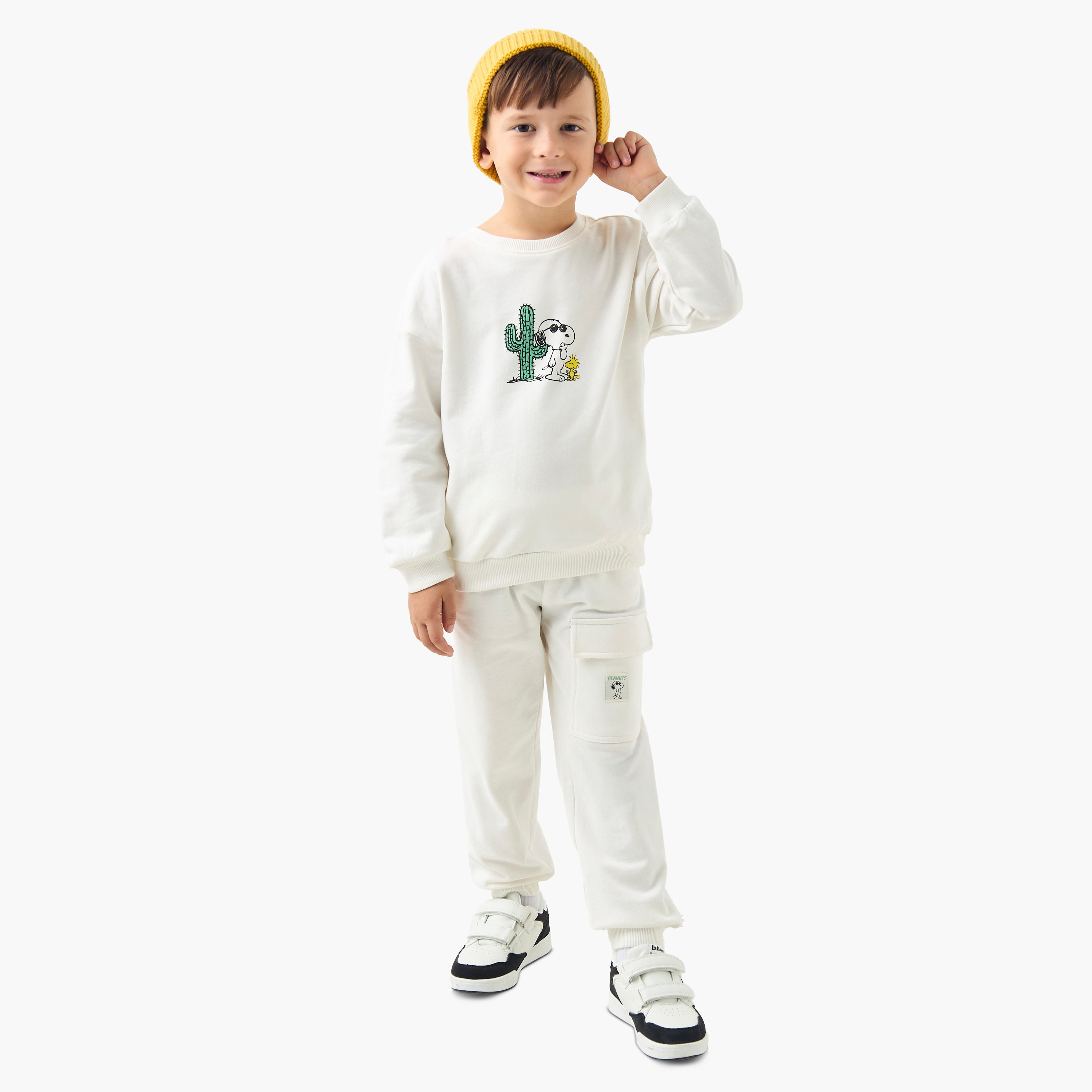 Peanuts Print Long Sleeves T-shirt and Joggers Set-baby-boys-clothing-winterwear-setsandcoords-image-1