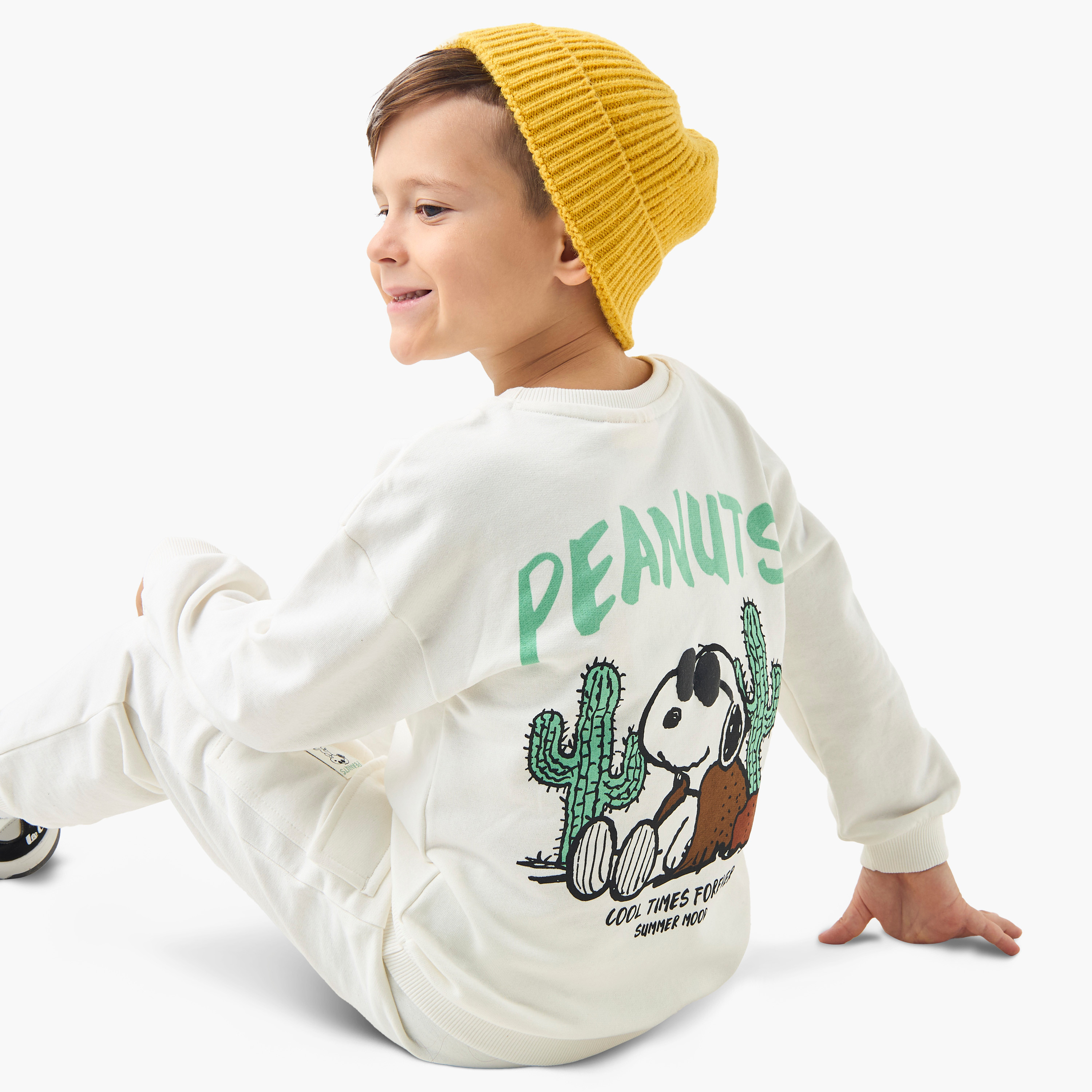 Peanuts Print Long Sleeves T-shirt and Joggers Set-baby-boys-clothing-winterwear-setsandcoords-image-2