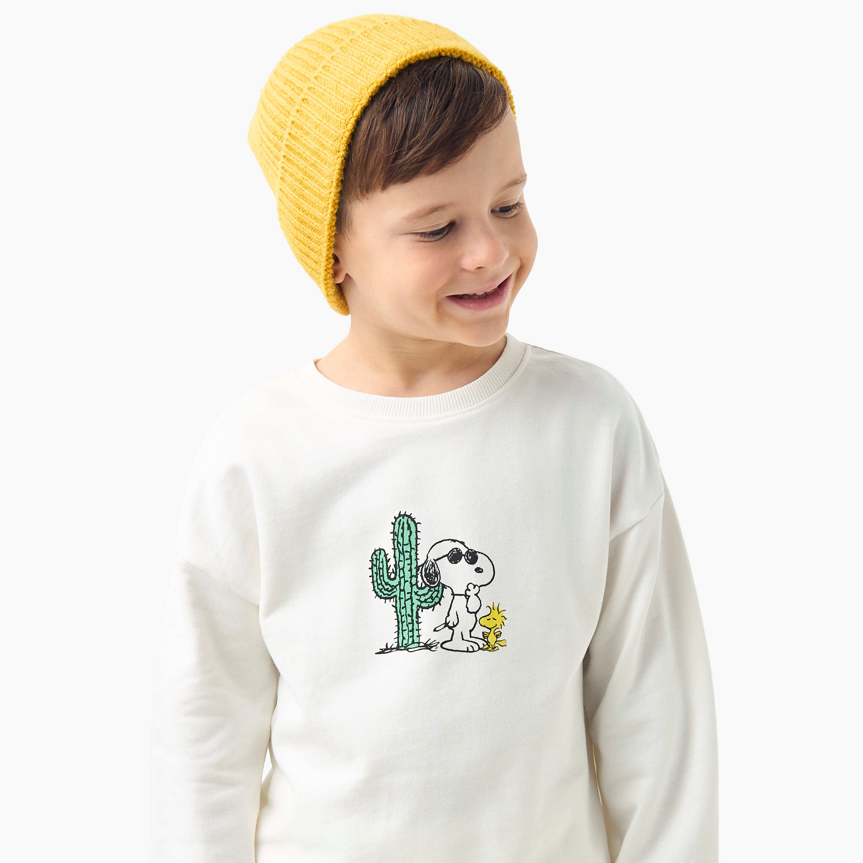Peanuts Print Long Sleeves T-shirt and Joggers Set-baby-boys-clothing-winterwear-setsandcoords-image-5