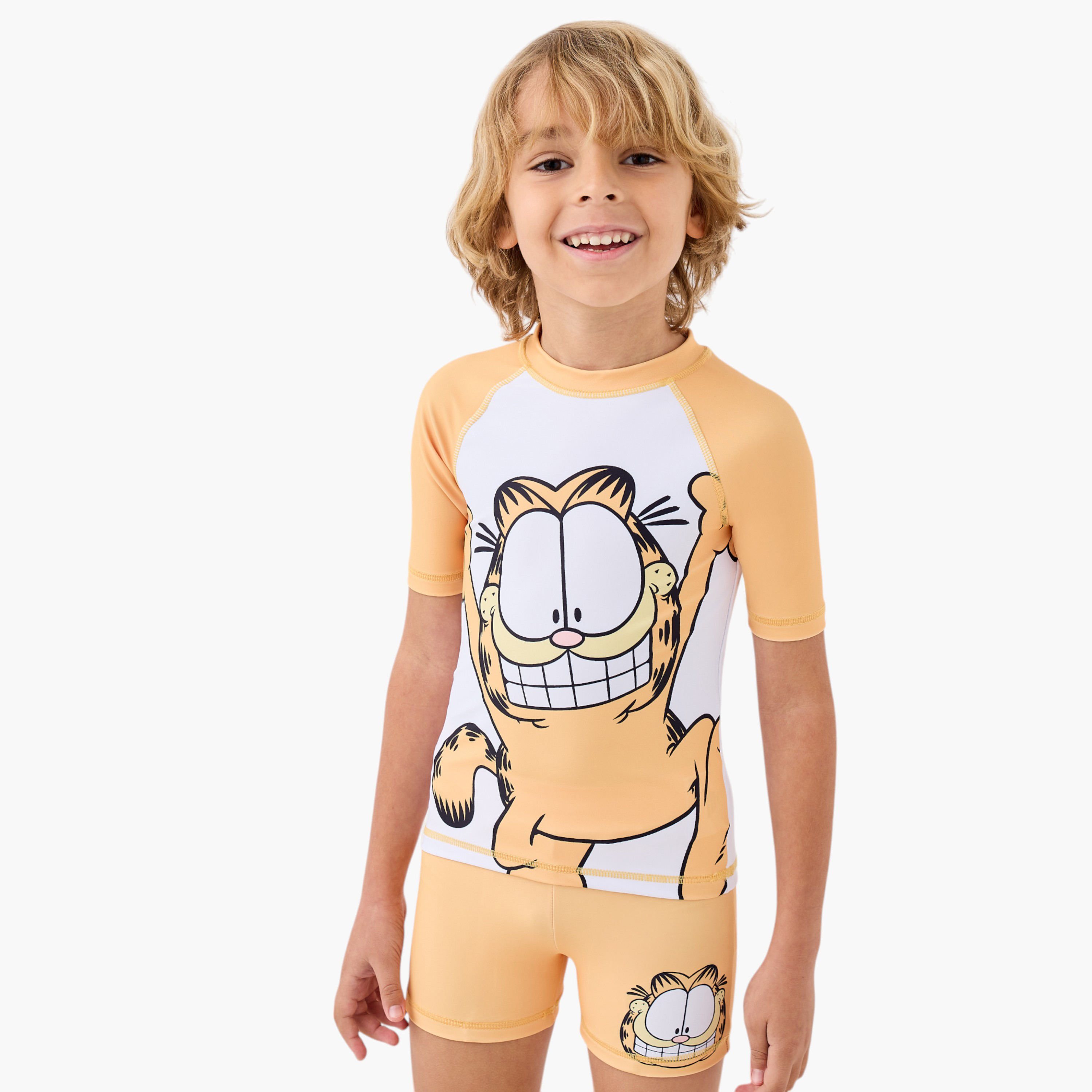 Garfield Print Rashguard and Swim Shorts Set-boys-clothing-swimwear-image-2