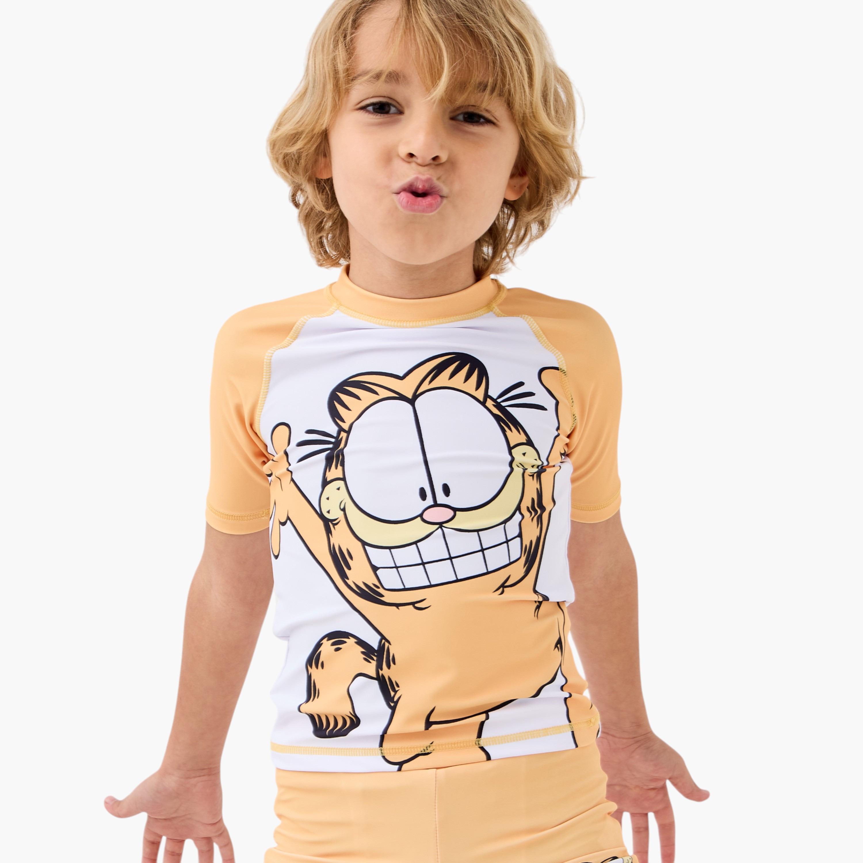 Garfield Print Rashguard and Swim Shorts Set-boys-clothing-swimwear-image-5