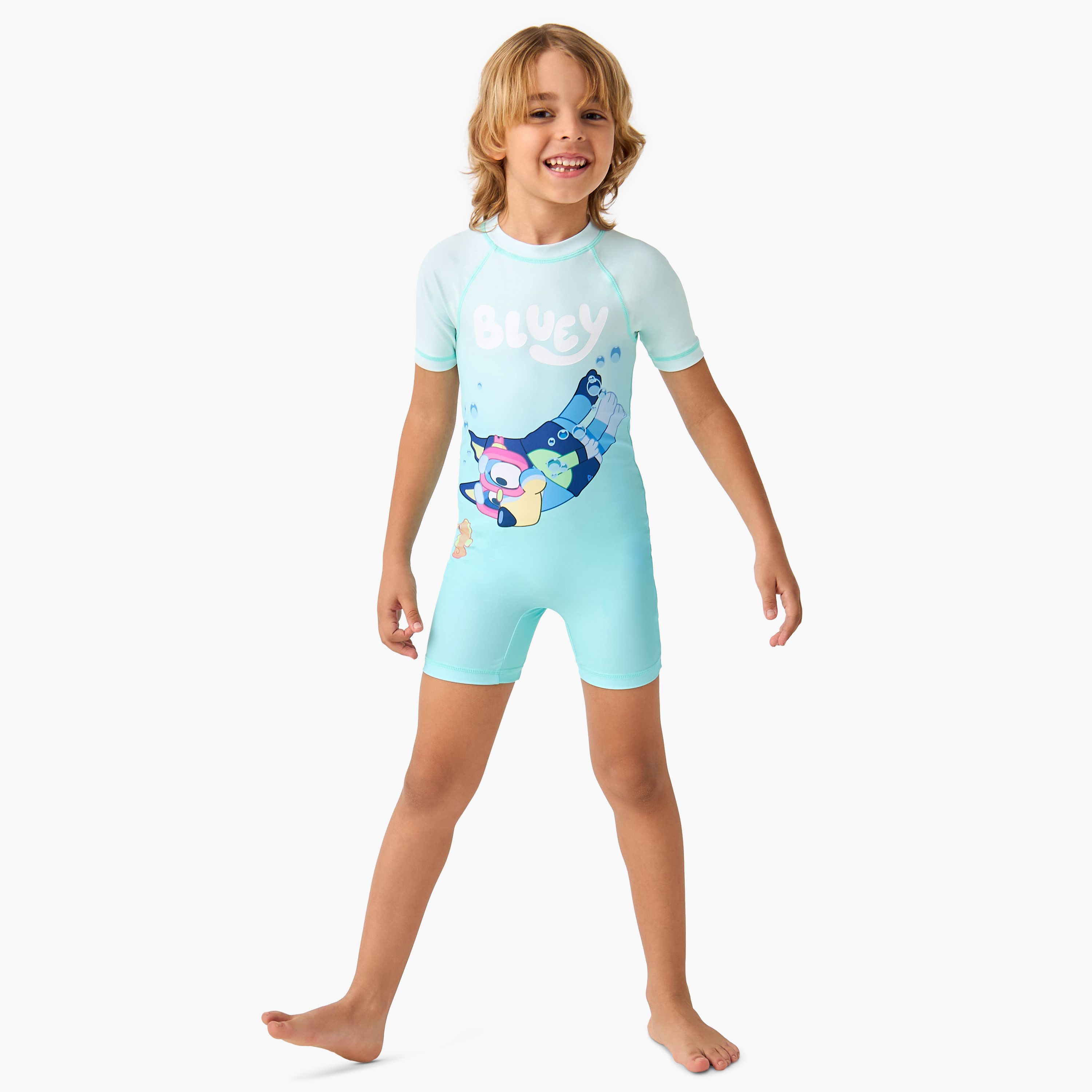 Bluey Printed Swimsuit with Short Sleeves-sports-boys-clothing-swimwear-image-2