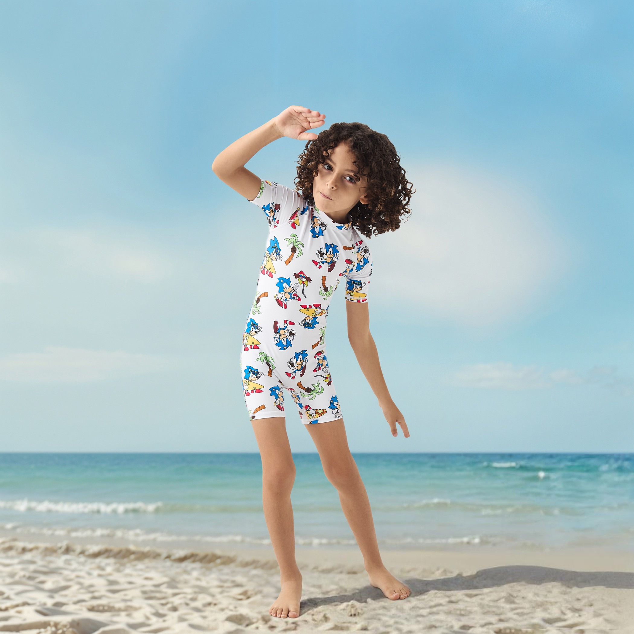 All-Over Sonic the Hedgehog Print Swimsuit with Raglan Sleeves-sports-boys-clothing-swimwear-image-2