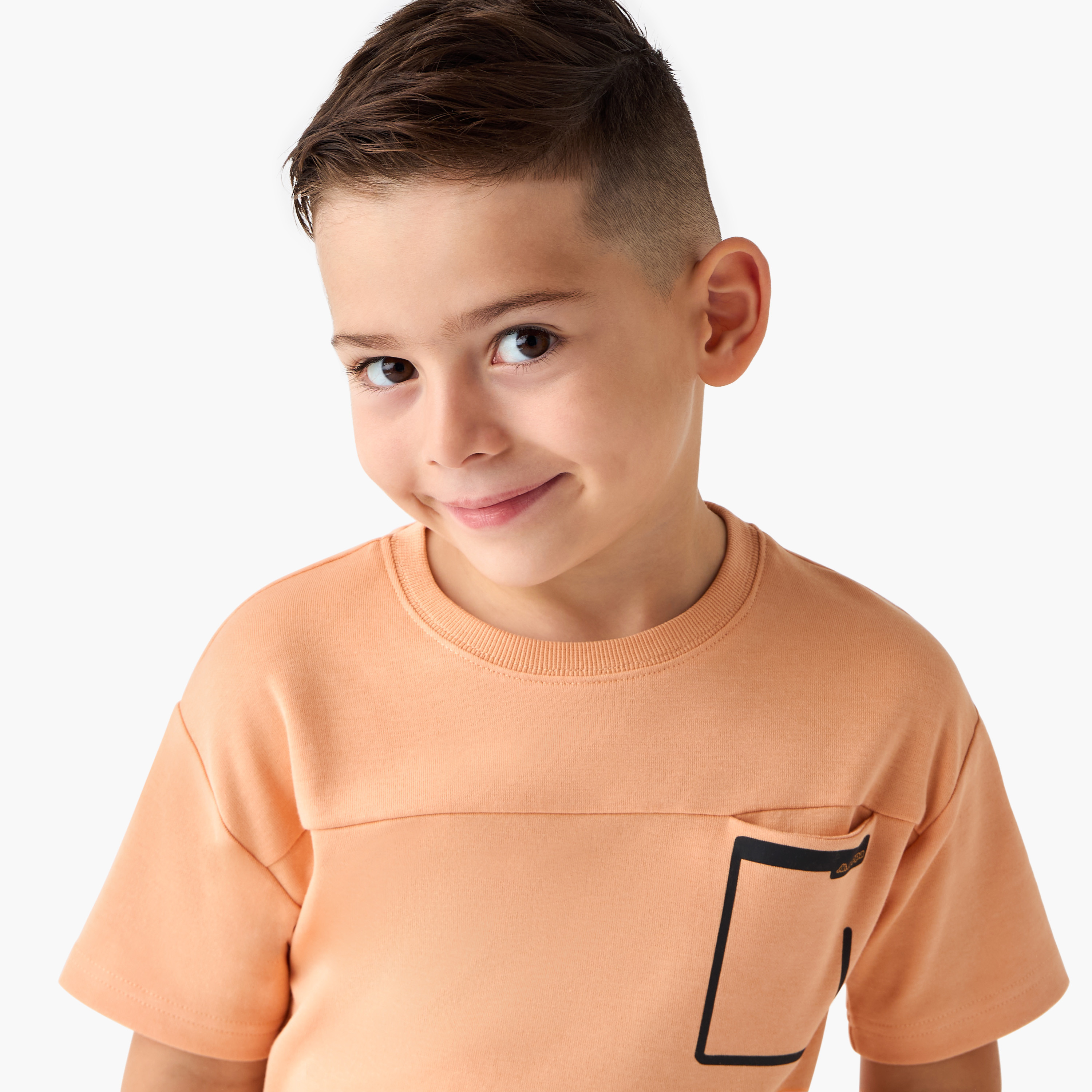 تيشيرت بأكمام قصيرة وألواح وجيب على الصدر من كابا-boys-clothing-sportswear-tops-image-1