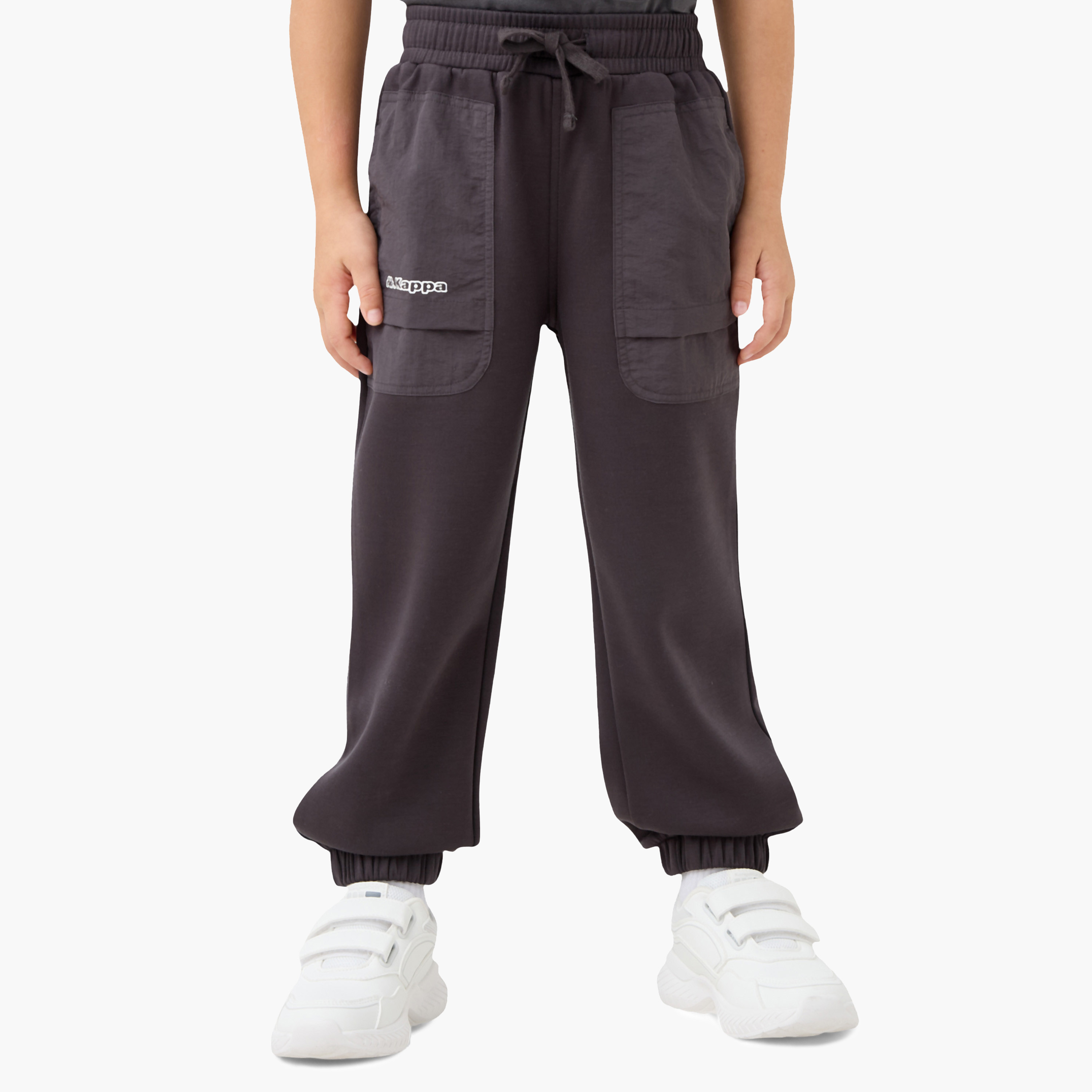 Kappa Logo Print Joggers with Drawstring Closure and Pockets-boys-clothing-bottoms-joggersandtrackpants-image-1