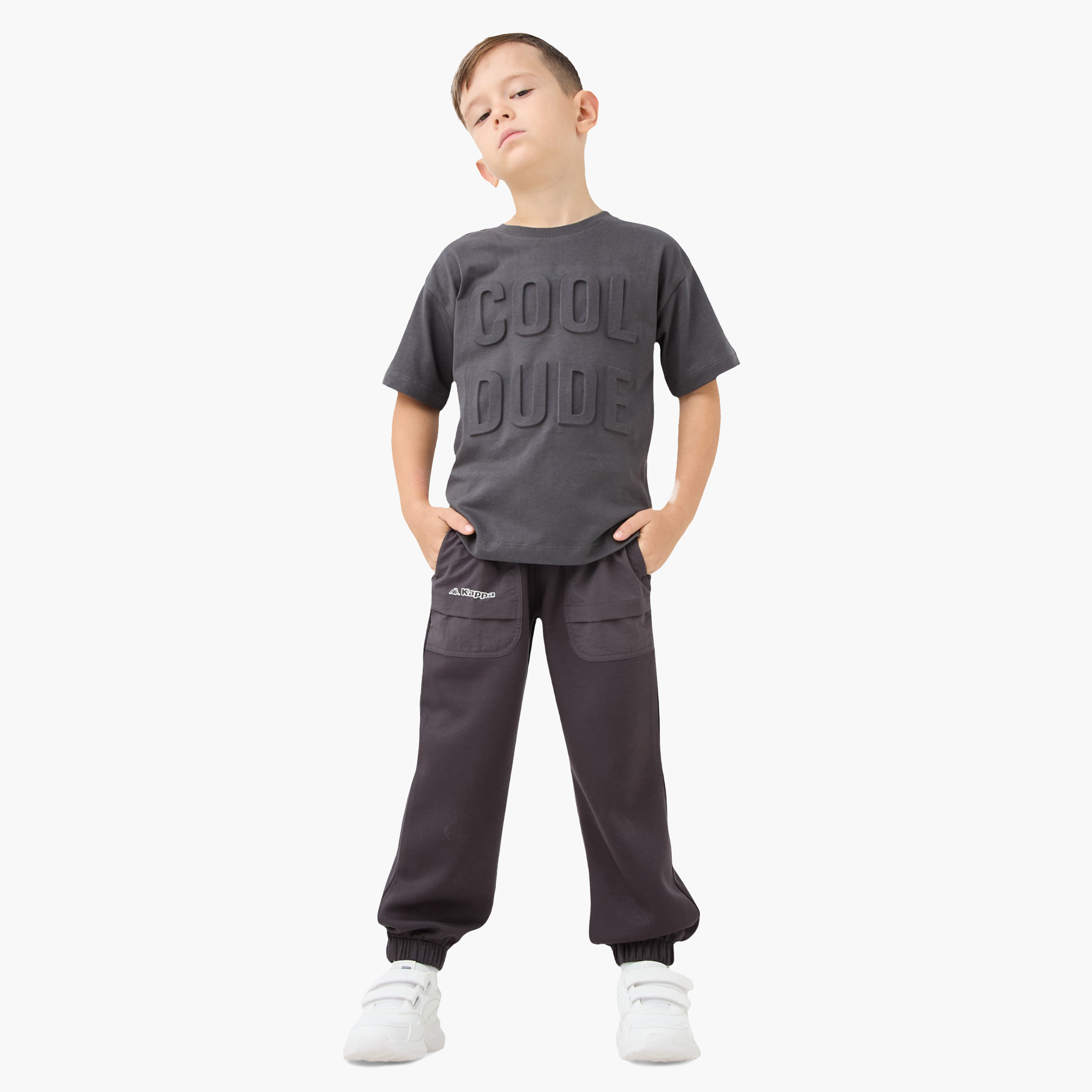 Kappa Logo Print Joggers with Drawstring Closure and Pockets-boys-clothing-bottoms-joggersandtrackpants-image-2