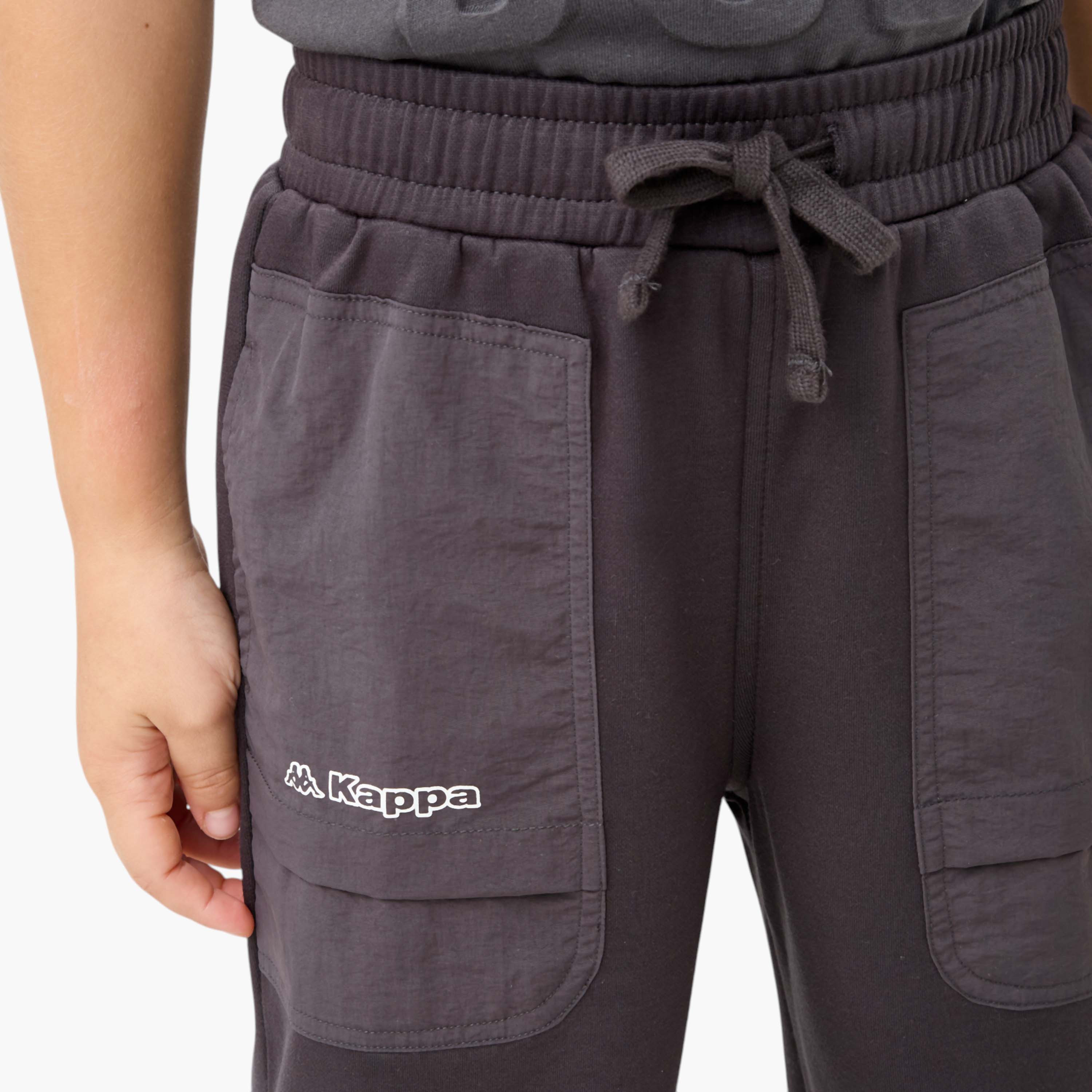Kappa Logo Print Joggers with Drawstring Closure and Pockets-boys-clothing-bottoms-joggersandtrackpants-image-4