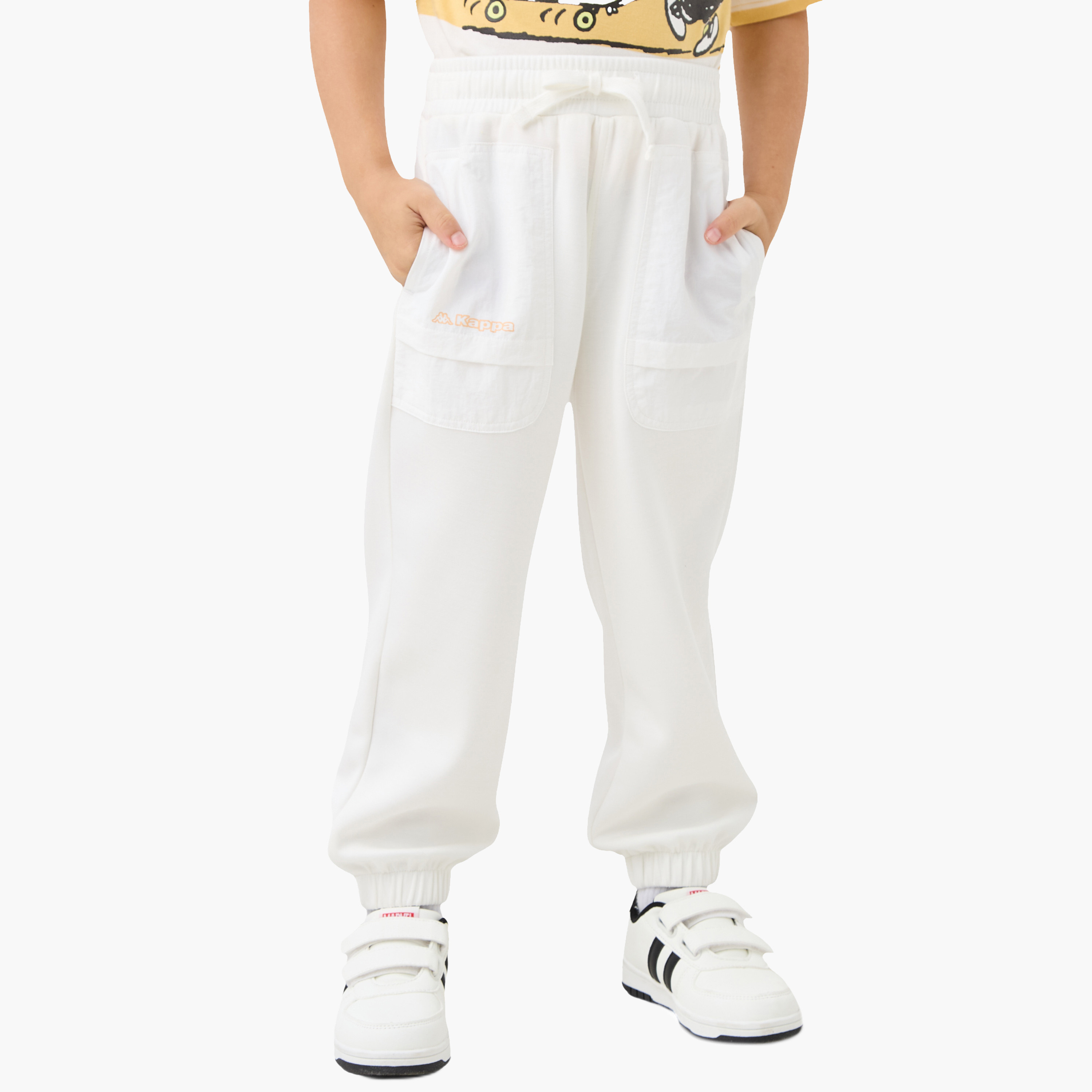 Kappa Logo Print Joggers with Drawstring Closure and Pockets-boys-clothing-bottoms-joggersandtrackpants-image-1