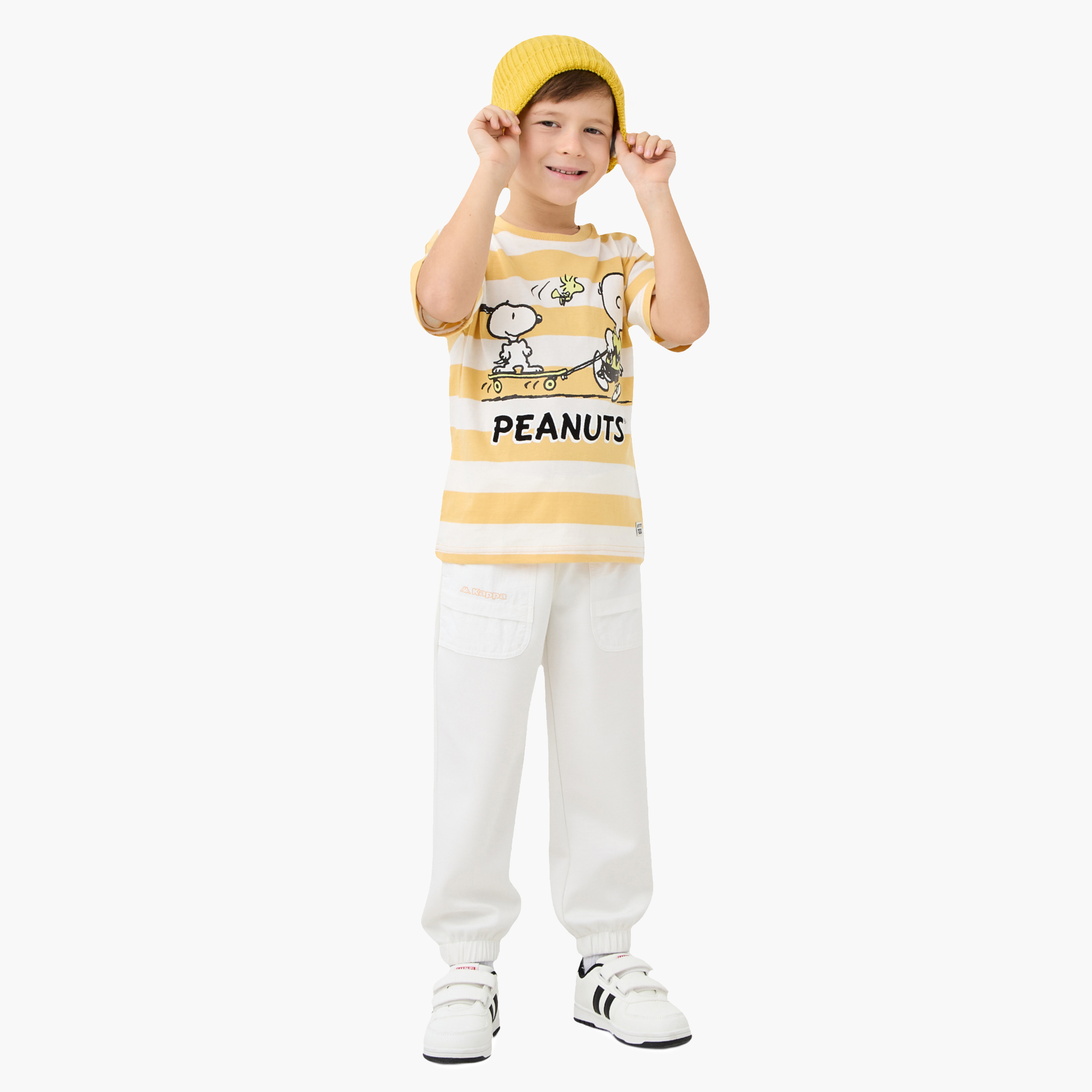 Kappa Logo Print Joggers with Drawstring Closure and Pockets-boys-clothing-bottoms-joggersandtrackpants-image-2