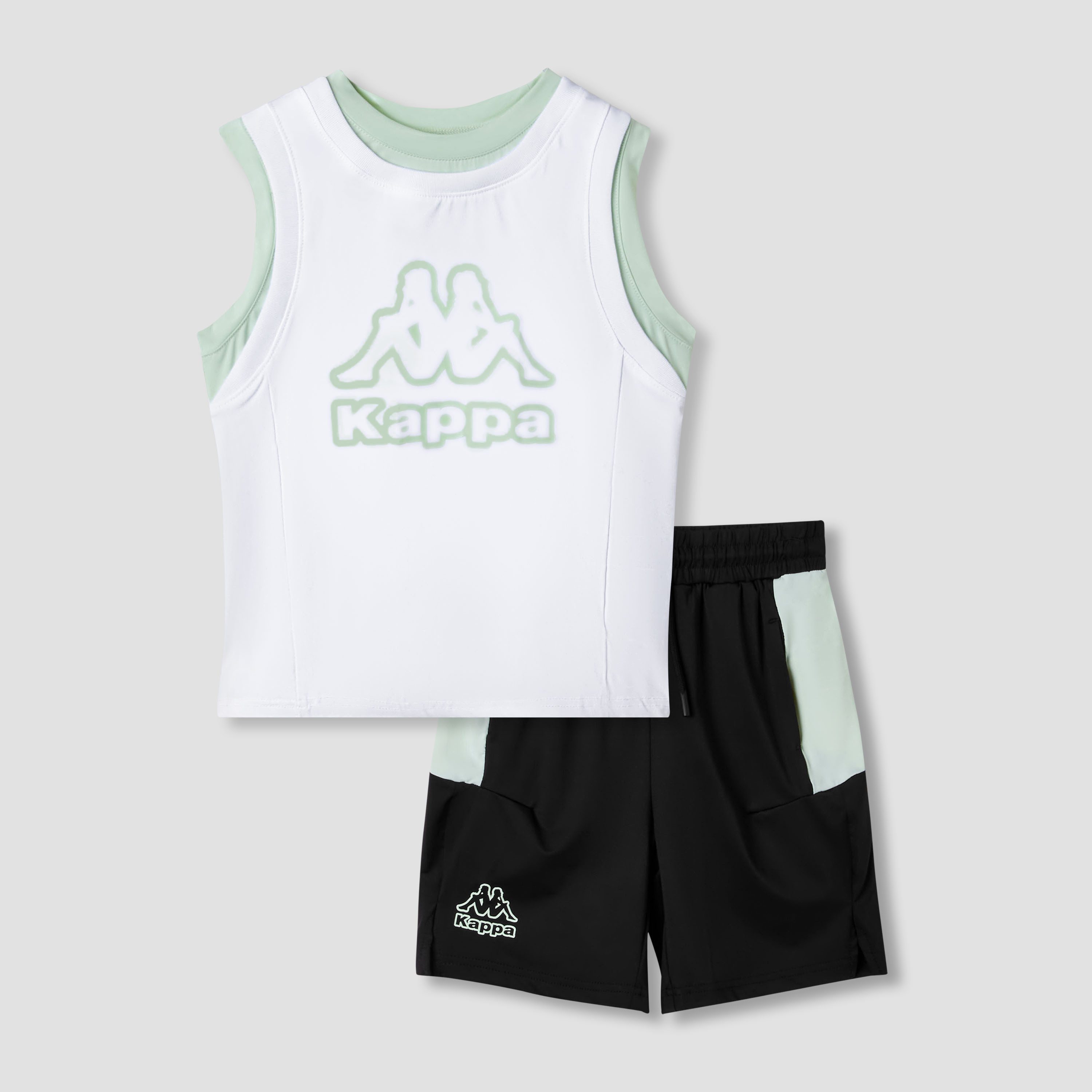 Kappa Logo Print Sleeveless T-shirt and Shorts Set-boys-clothing-sportswear-sets-image-1