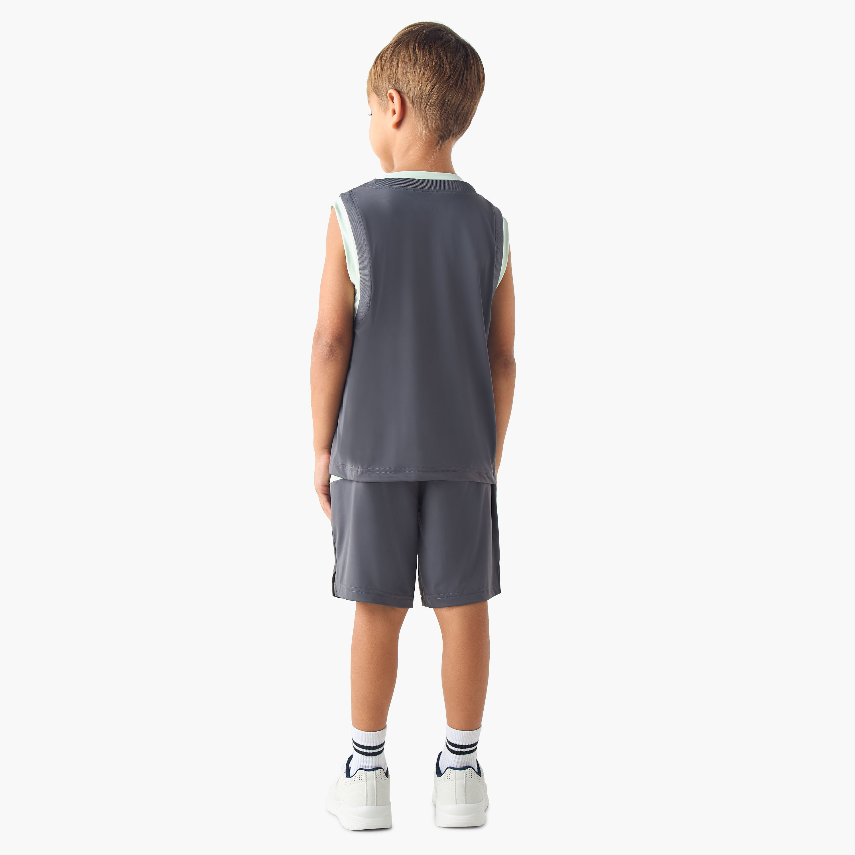 Kappa Logo Print Sleeveless T-shirt and Shorts Set-boys-clothing-sportswear-sets-image-2