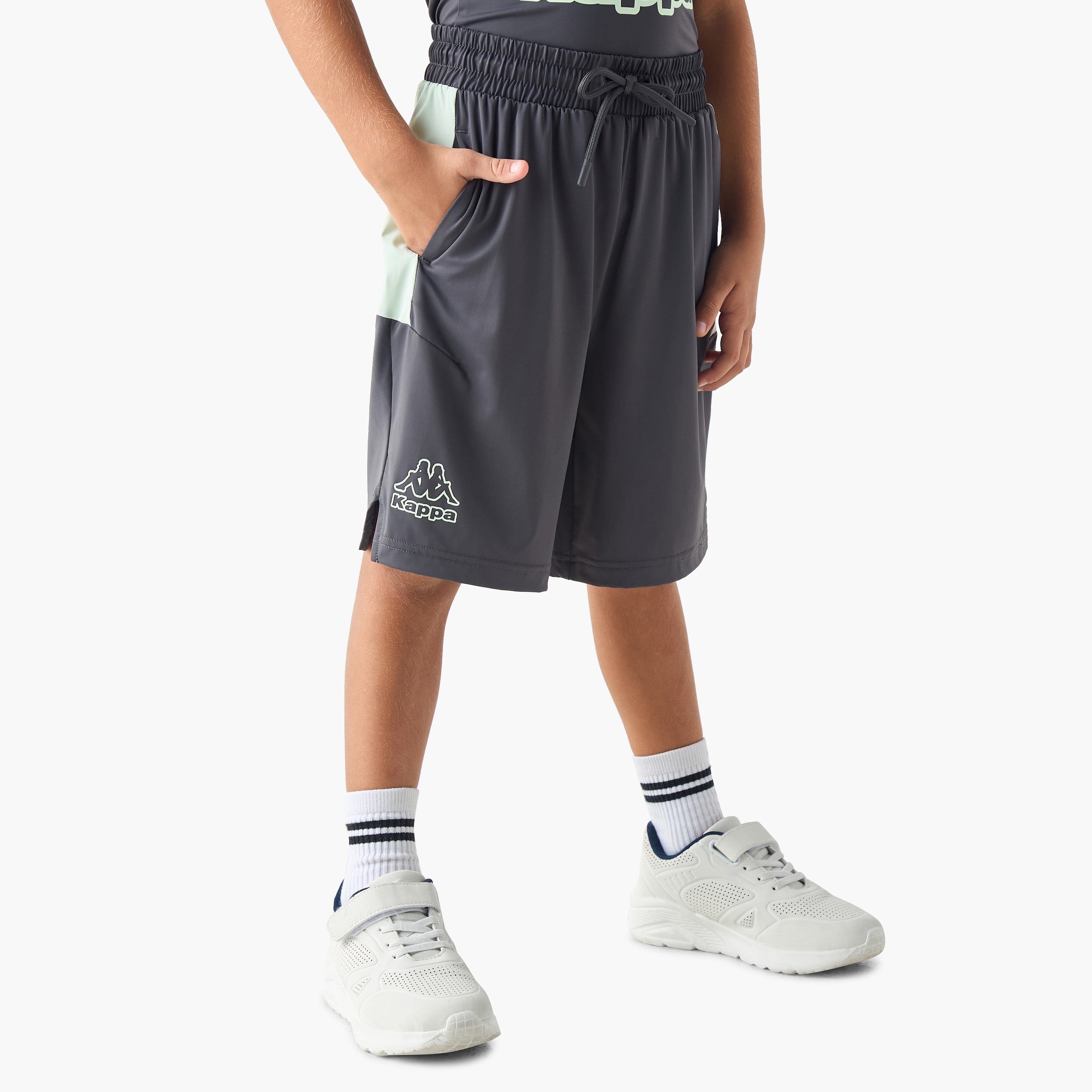 Kappa Logo Print Sleeveless T-shirt and Shorts Set-boys-clothing-sportswear-sets-image-4