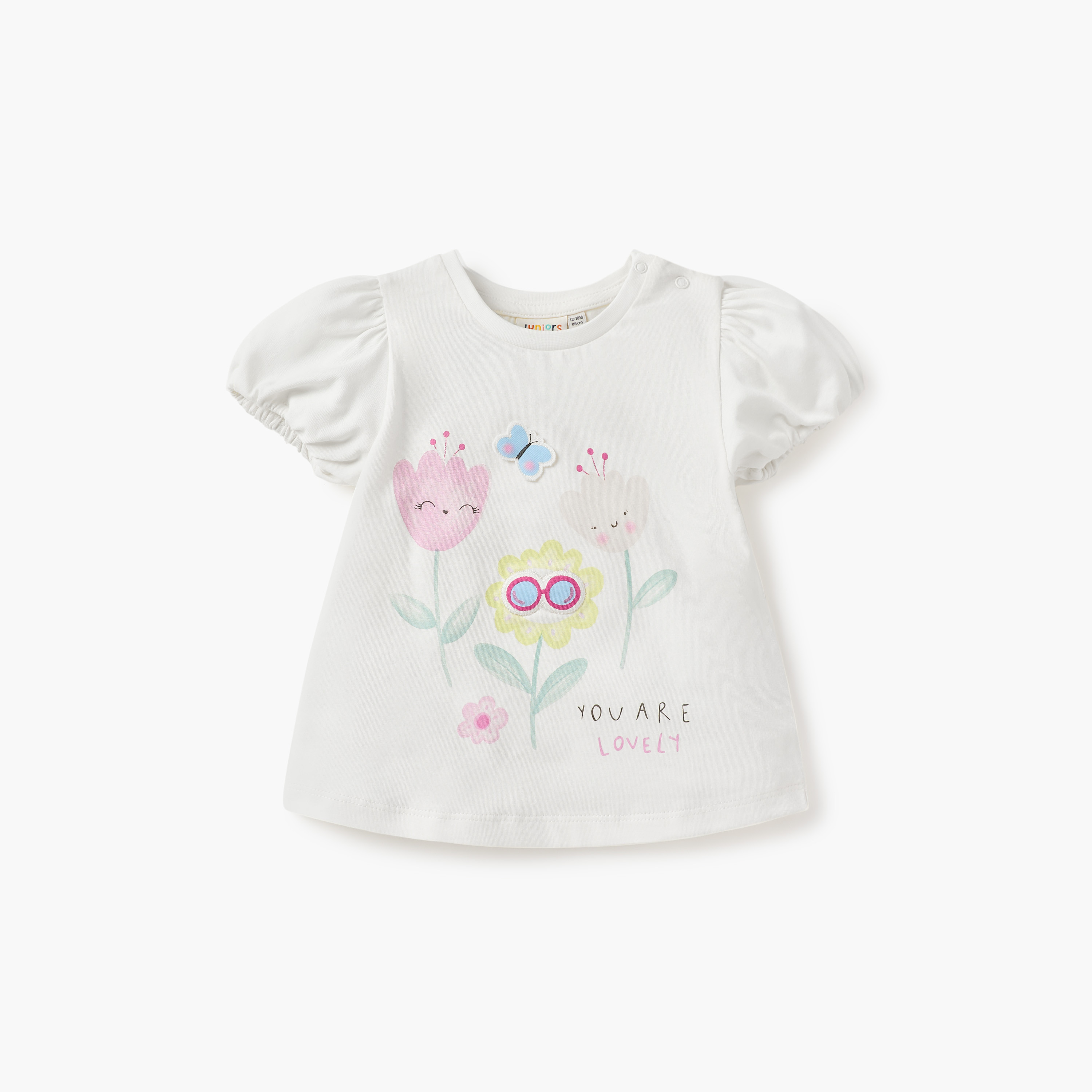 Juniors Graphic Print Crew Neck T-shirt - Set of 2-baby-girls-clothing-tshirts-image-3
