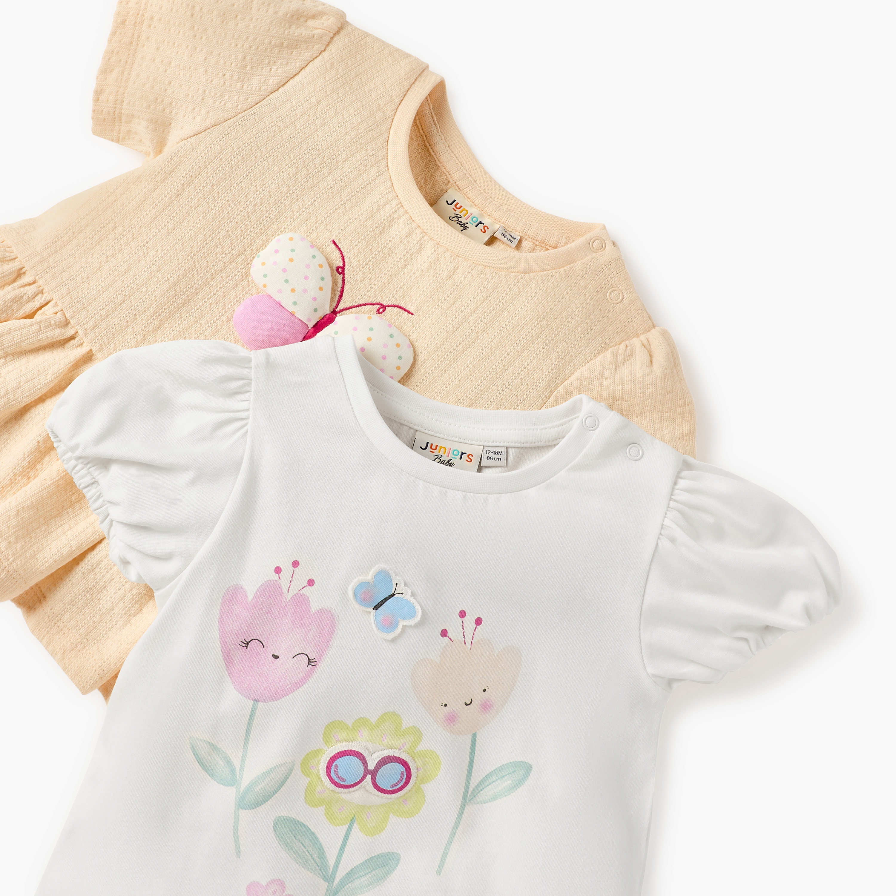 Juniors Graphic Print Crew Neck T-shirt - Set of 2-baby-girls-clothing-tshirts-image-4