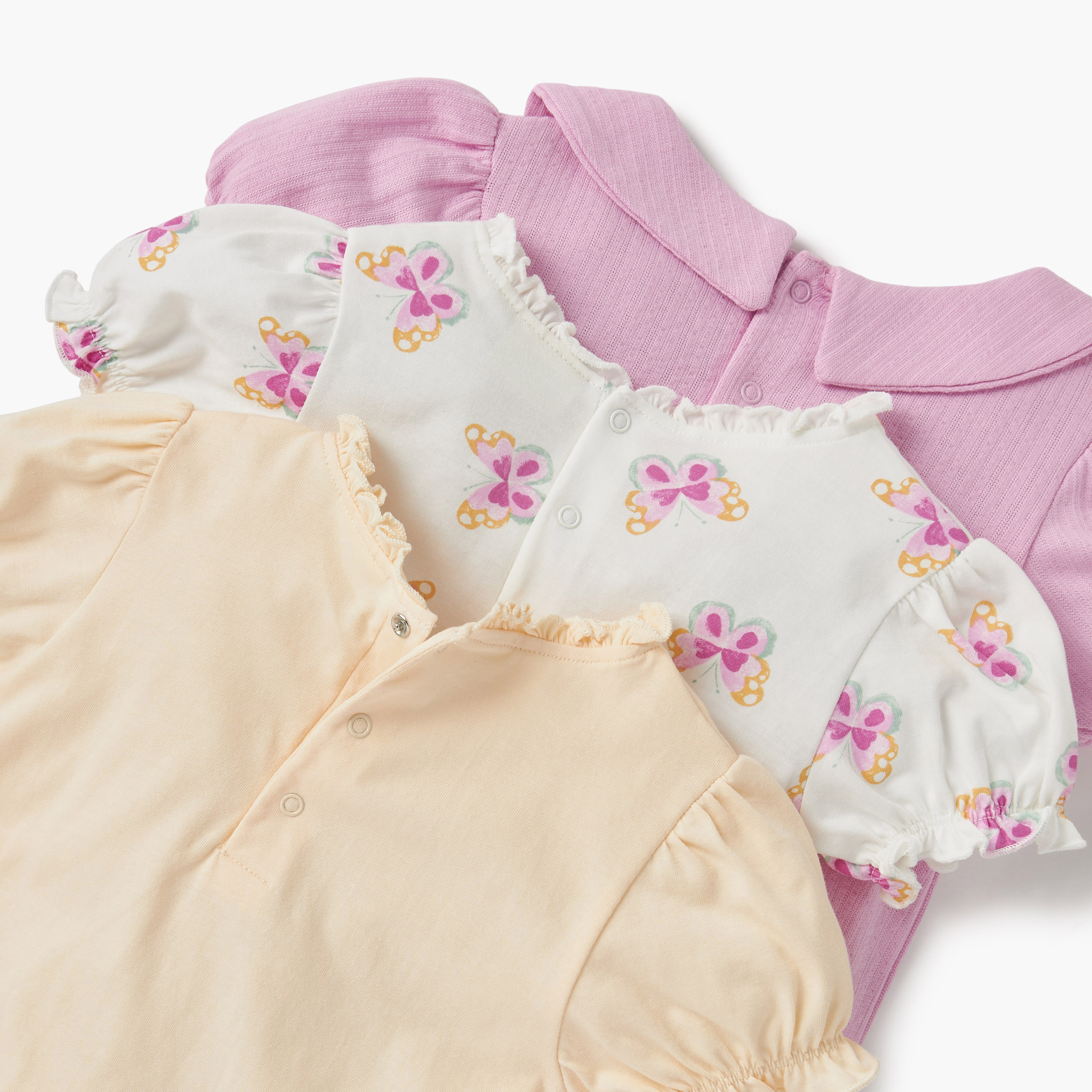 Juniors Butterfly Print T-shirt with Short Sleeves - Set of 3-baby-girls-clothing-tshirts-image-6