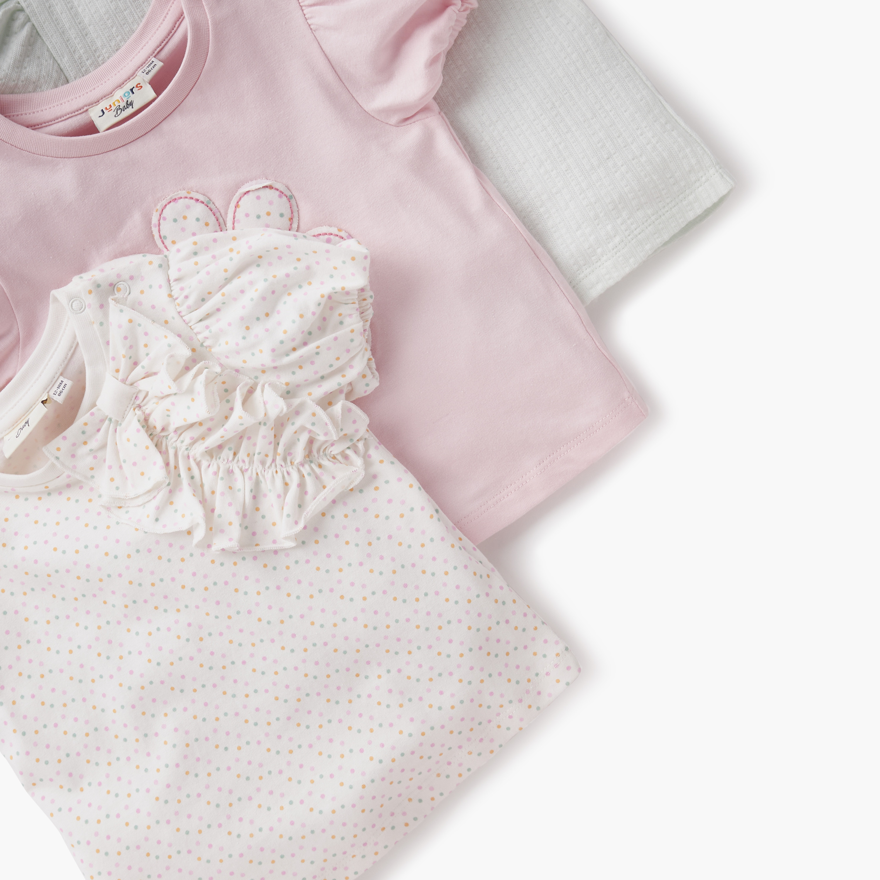 Juniors Floral Print T-shirt - Set of 3-baby-girls-clothing-tshirts-image-6