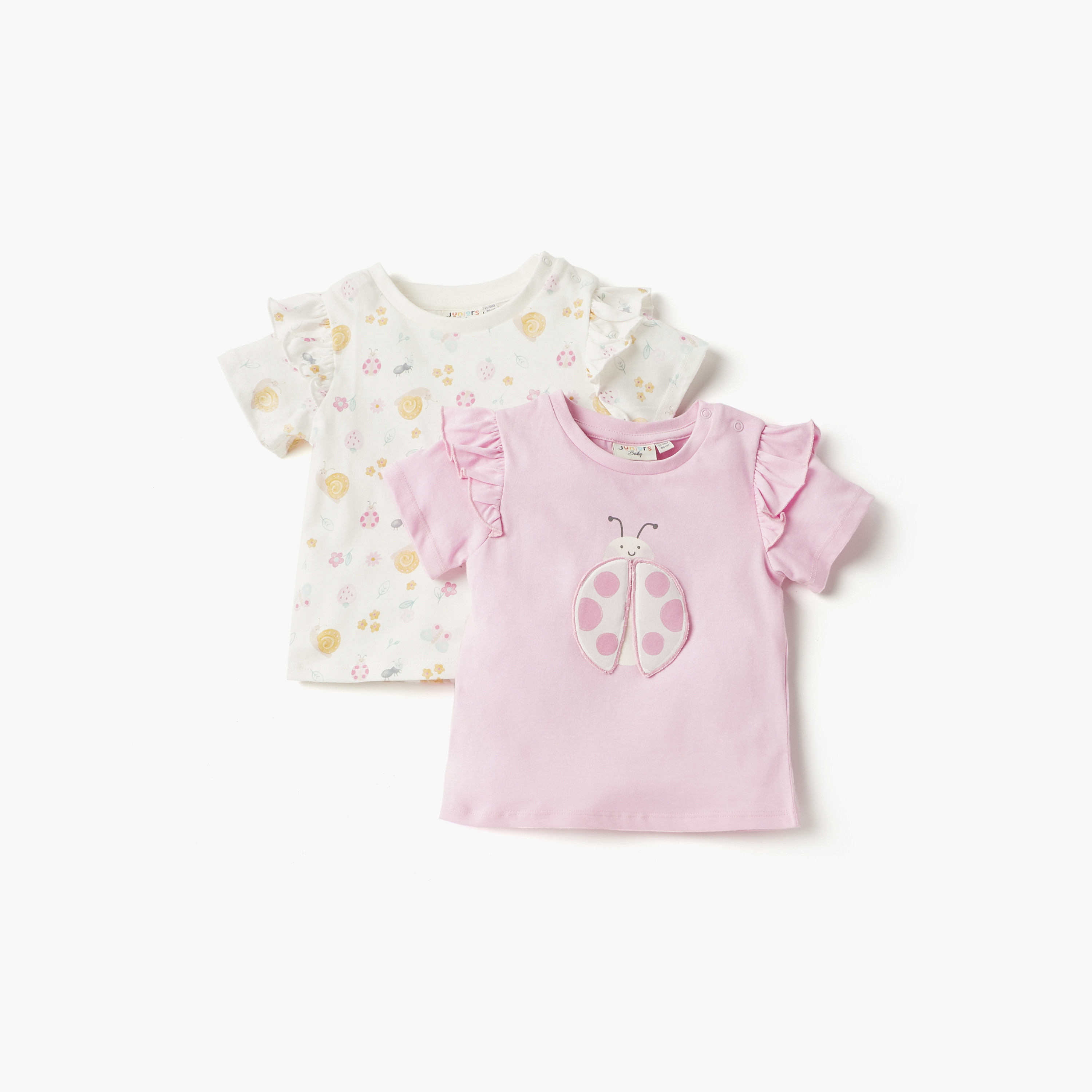 Juniors Animal Print Crew Neck T-shirt with Ruffle Detail - Set of 2-baby-girls-clothing-tshirts-image-1
