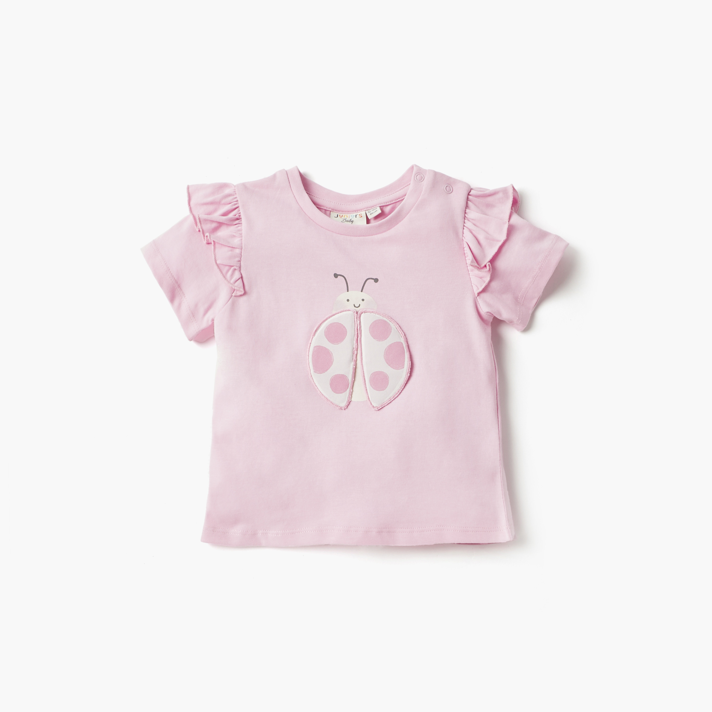 Juniors Animal Print Crew Neck T-shirt with Ruffle Detail - Set of 2-baby-girls-clothing-tshirts-image-2