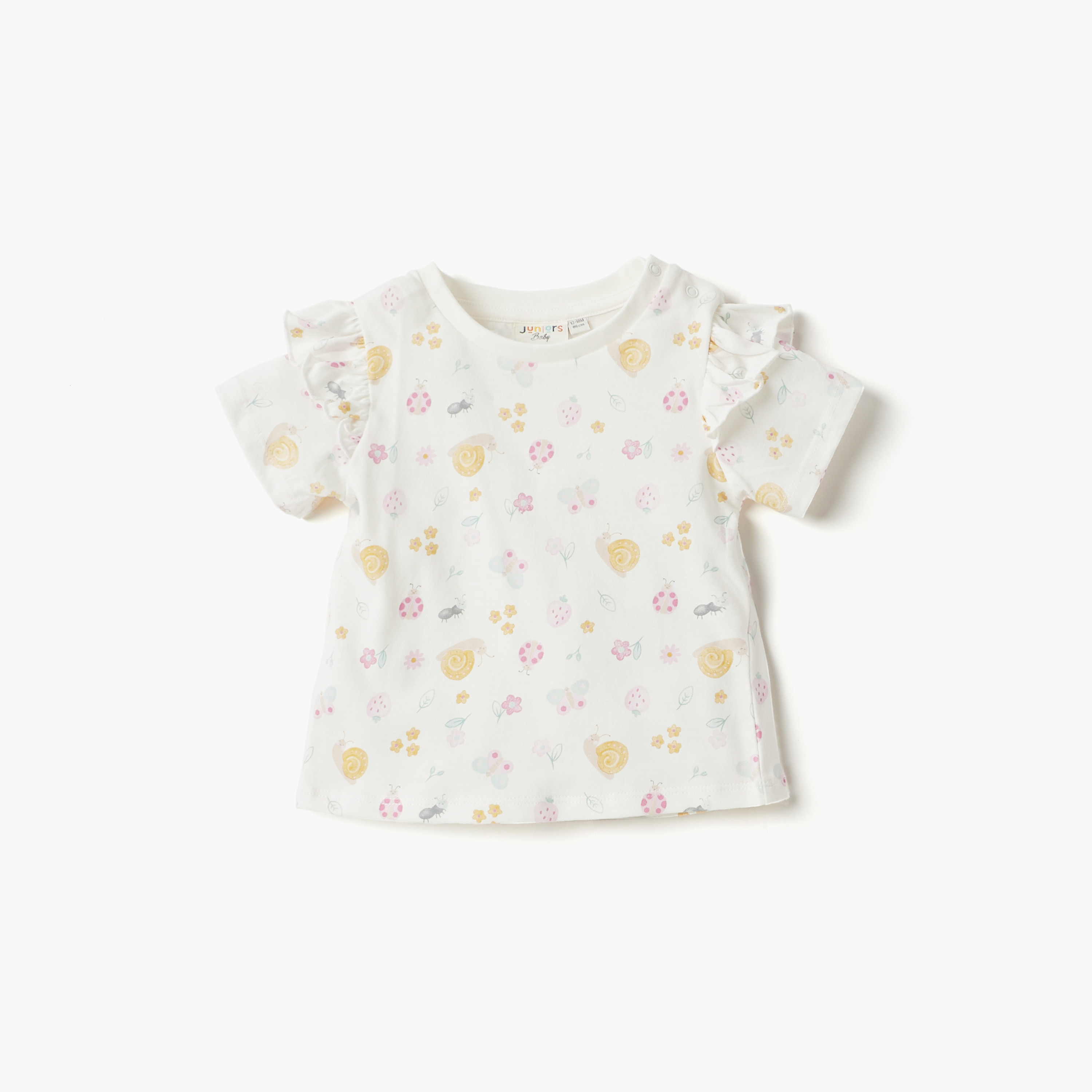 Juniors Animal Print Crew Neck T-shirt with Ruffle Detail - Set of 2-baby-girls-clothing-tshirts-image-3