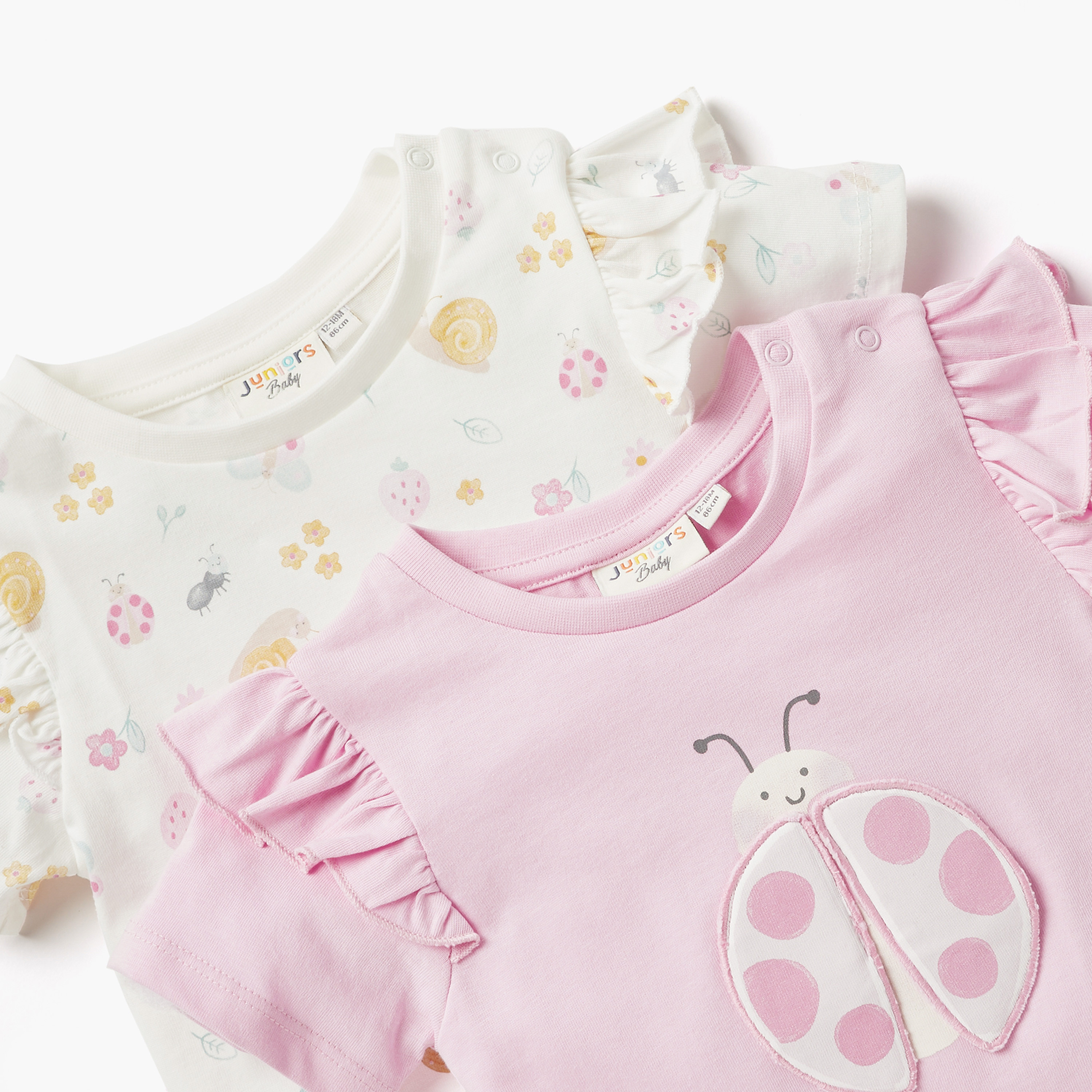 Juniors Animal Print Crew Neck T-shirt with Ruffle Detail - Set of 2-baby-girls-clothing-tshirts-image-4