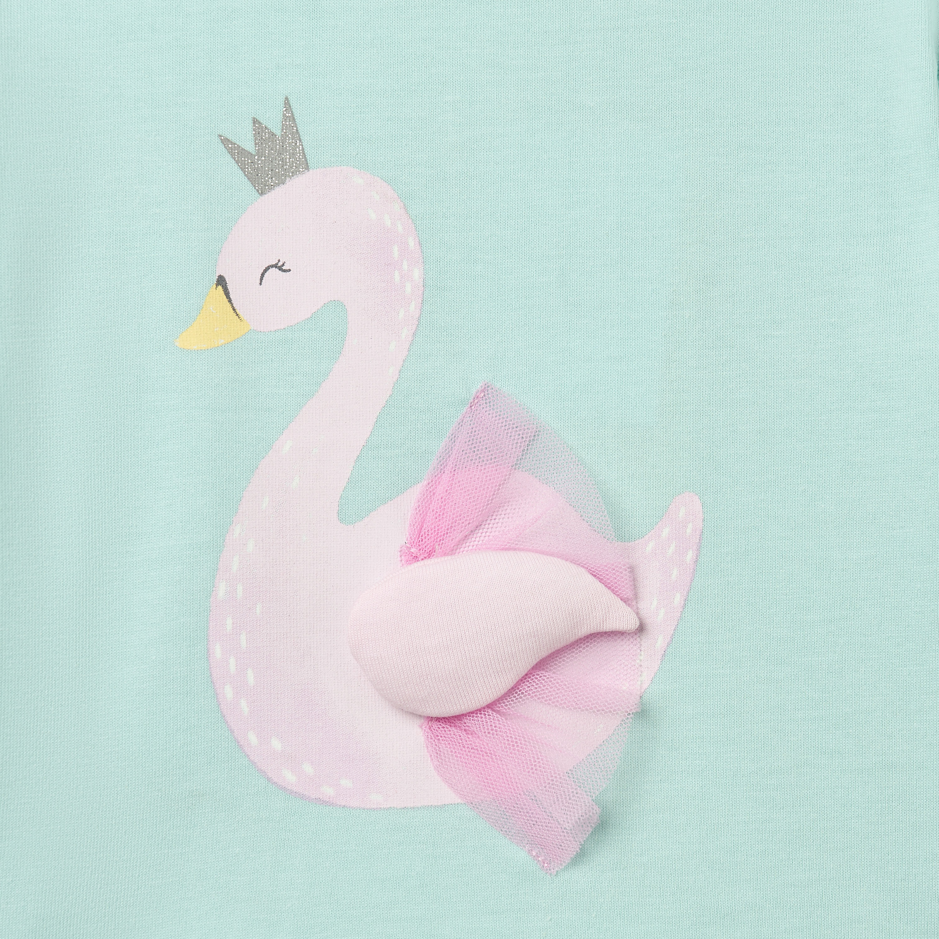 Juniors Swan Applique T-shirt with Short Sleeves-baby-girls-clothing-tshirts-image-3